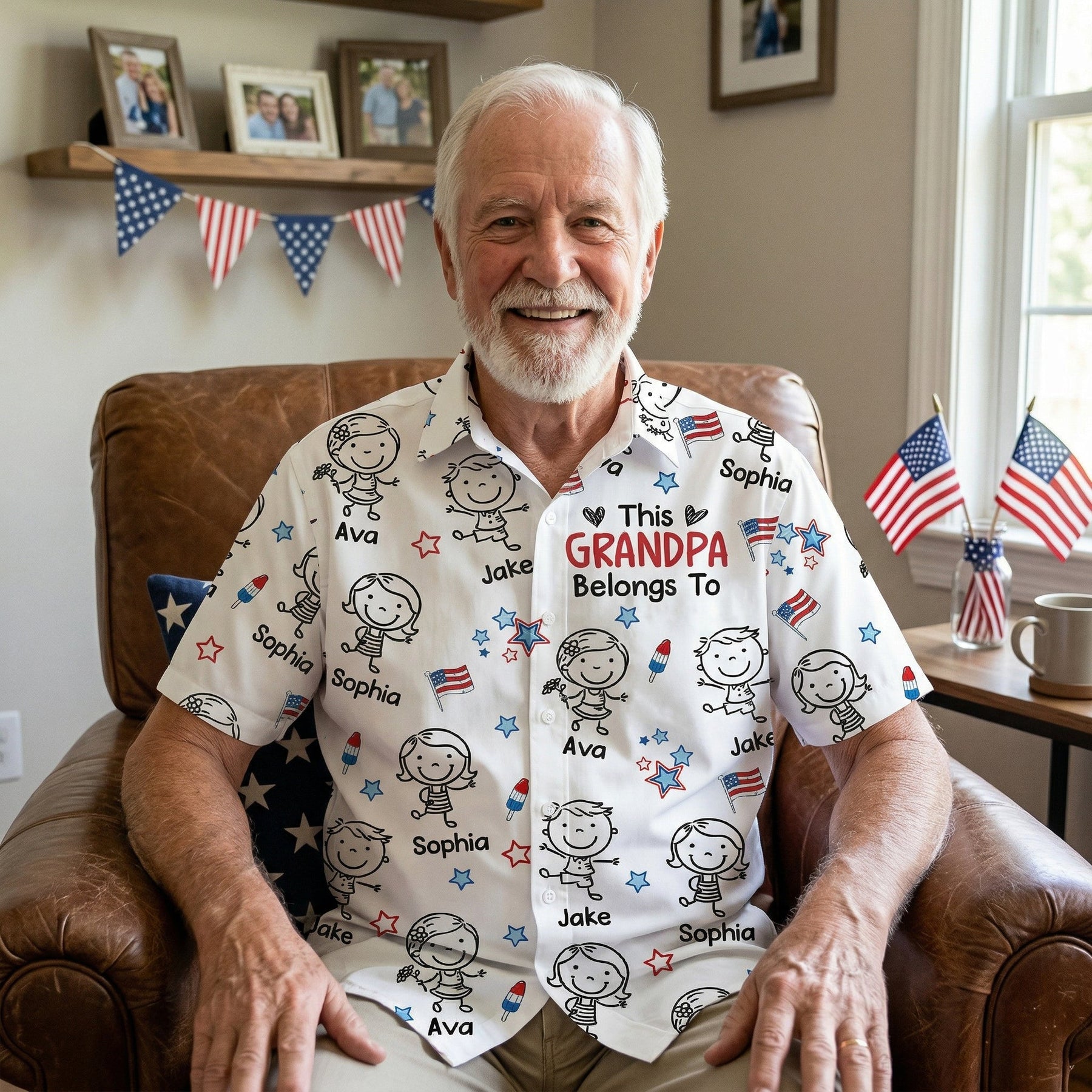This Daddy Belongs To USA Flag Pattern - Personalized Hawaiian Shirt