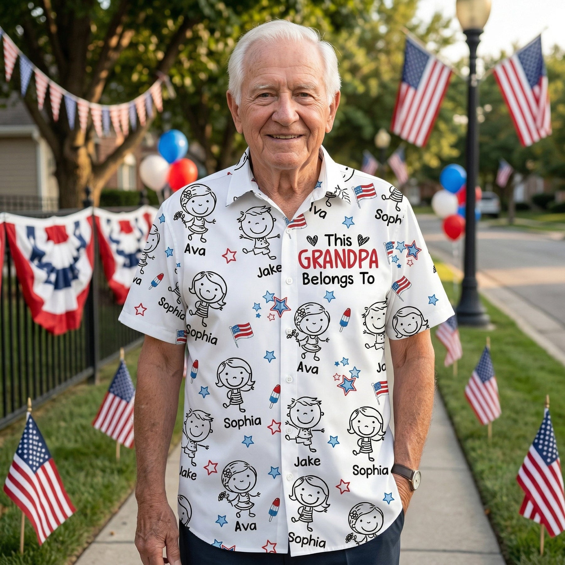 This Daddy Belongs To USA Flag Pattern - Personalized Hawaiian Shirt