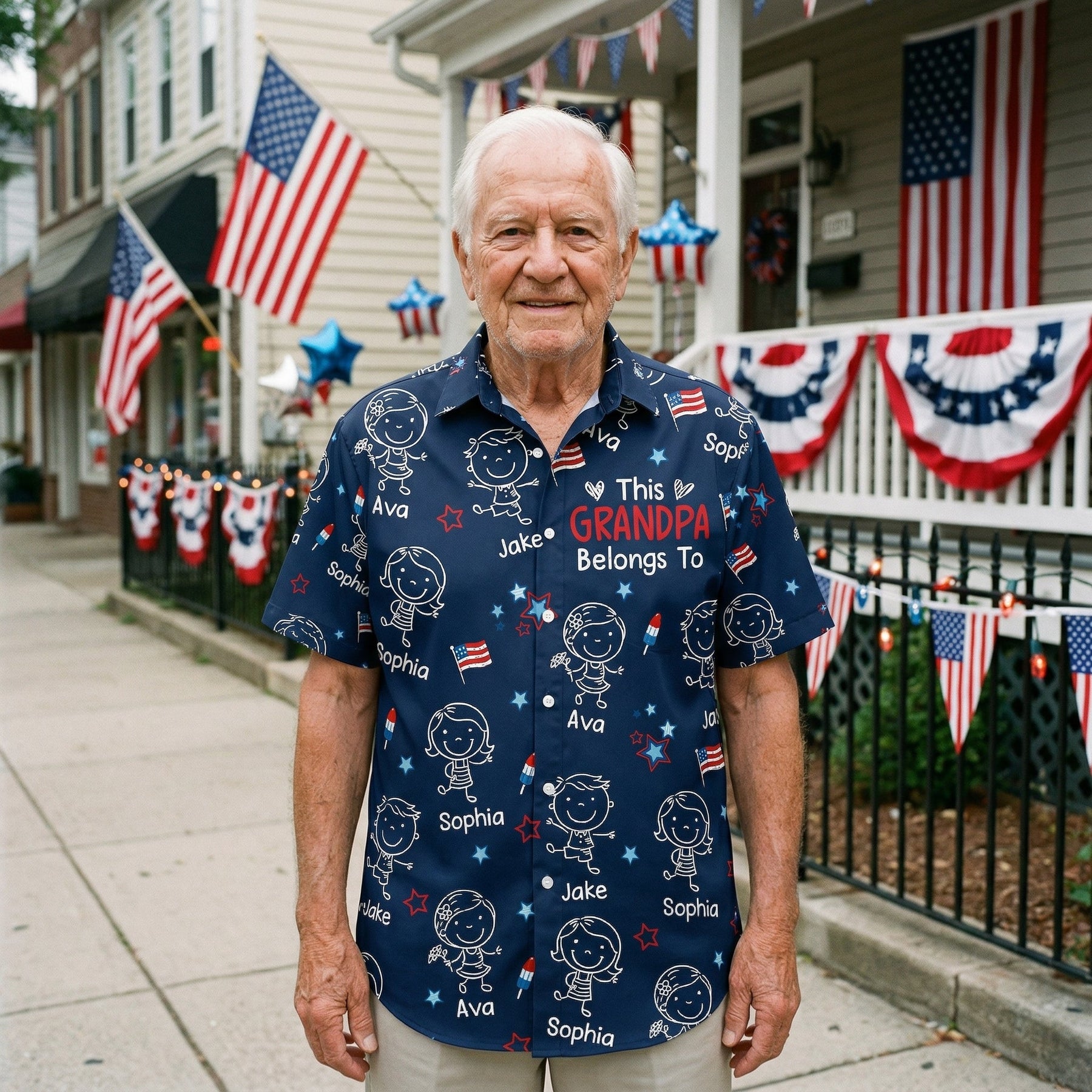 This Daddy Belongs To USA Flag Pattern - Personalized Hawaiian Shirt