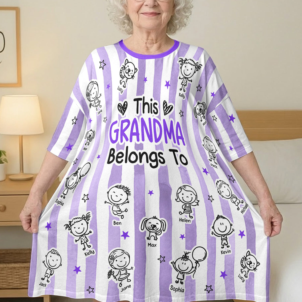 This Grandma Belongs To Doodle - Personalized Sleep Tee