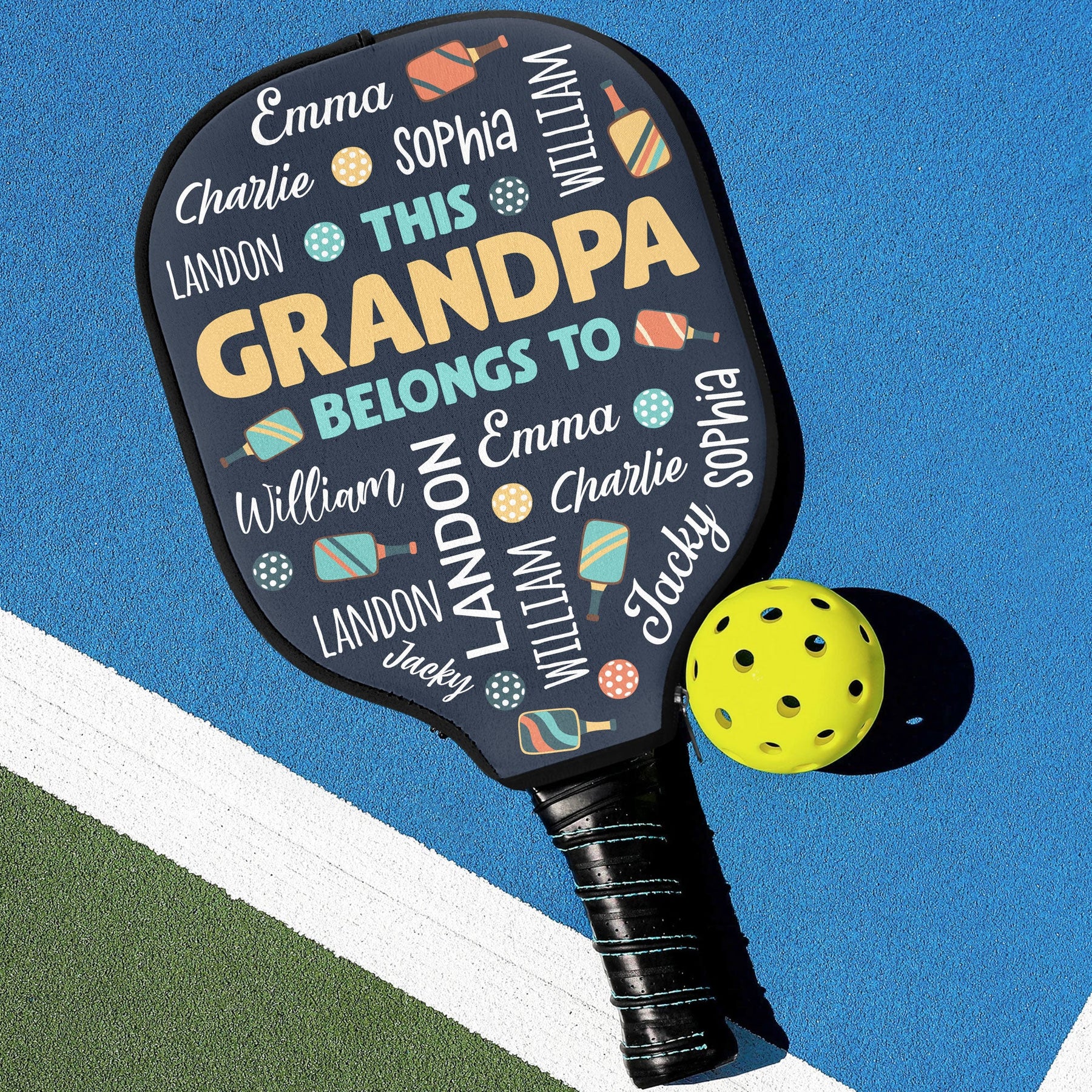 This Grandpa Belongs To - Custom Pickleball Paddle Cover