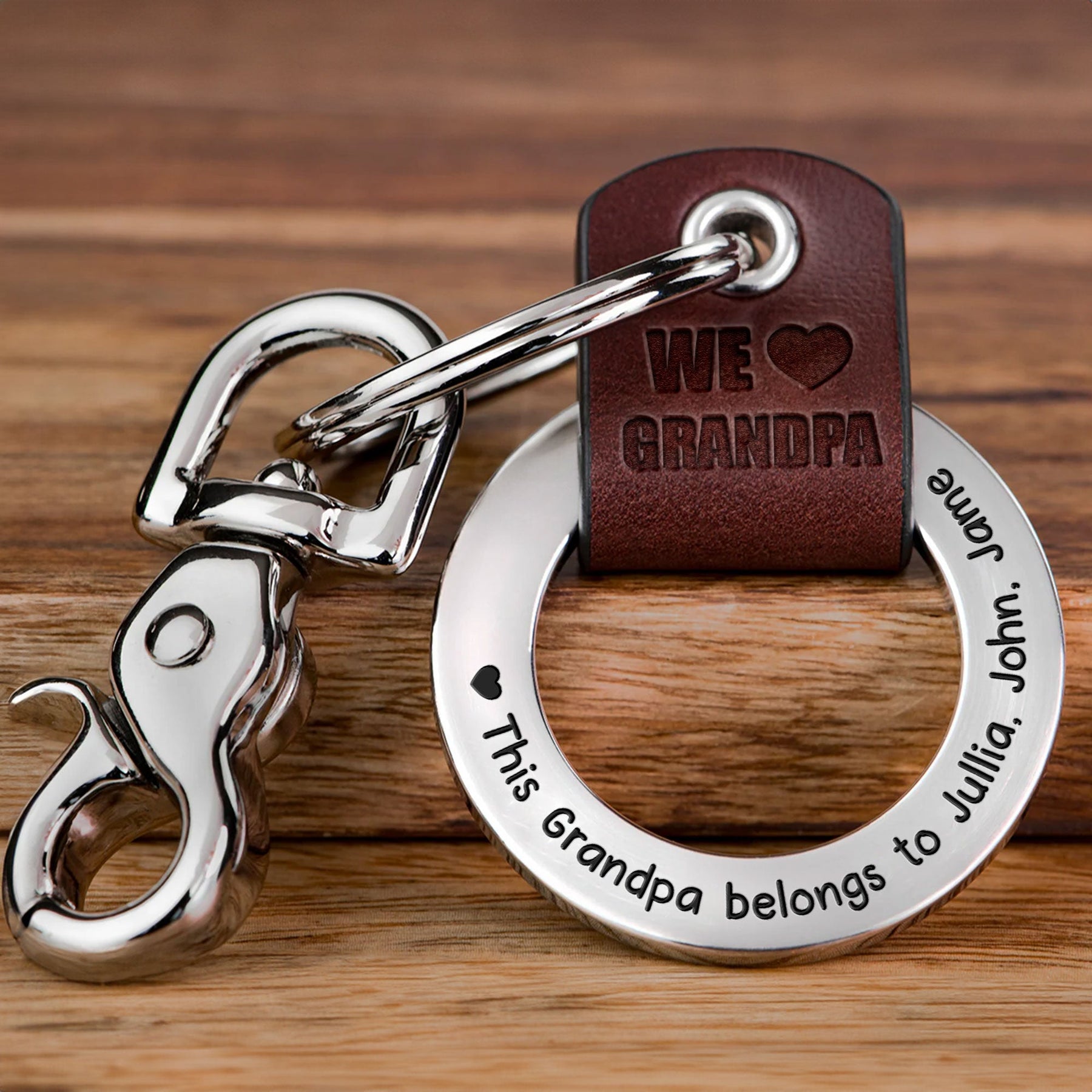 This Grandpa Belongs To - Personalized Coordinates Keychain