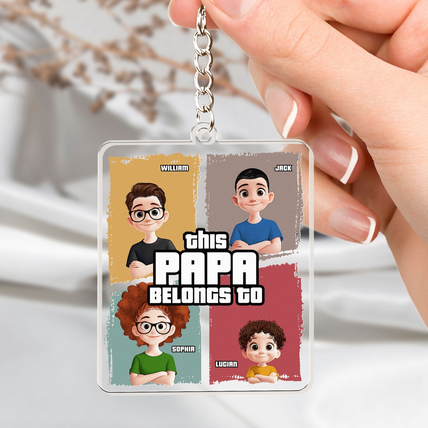 This Papa Belongs To - Personalized Acrylic Keychain