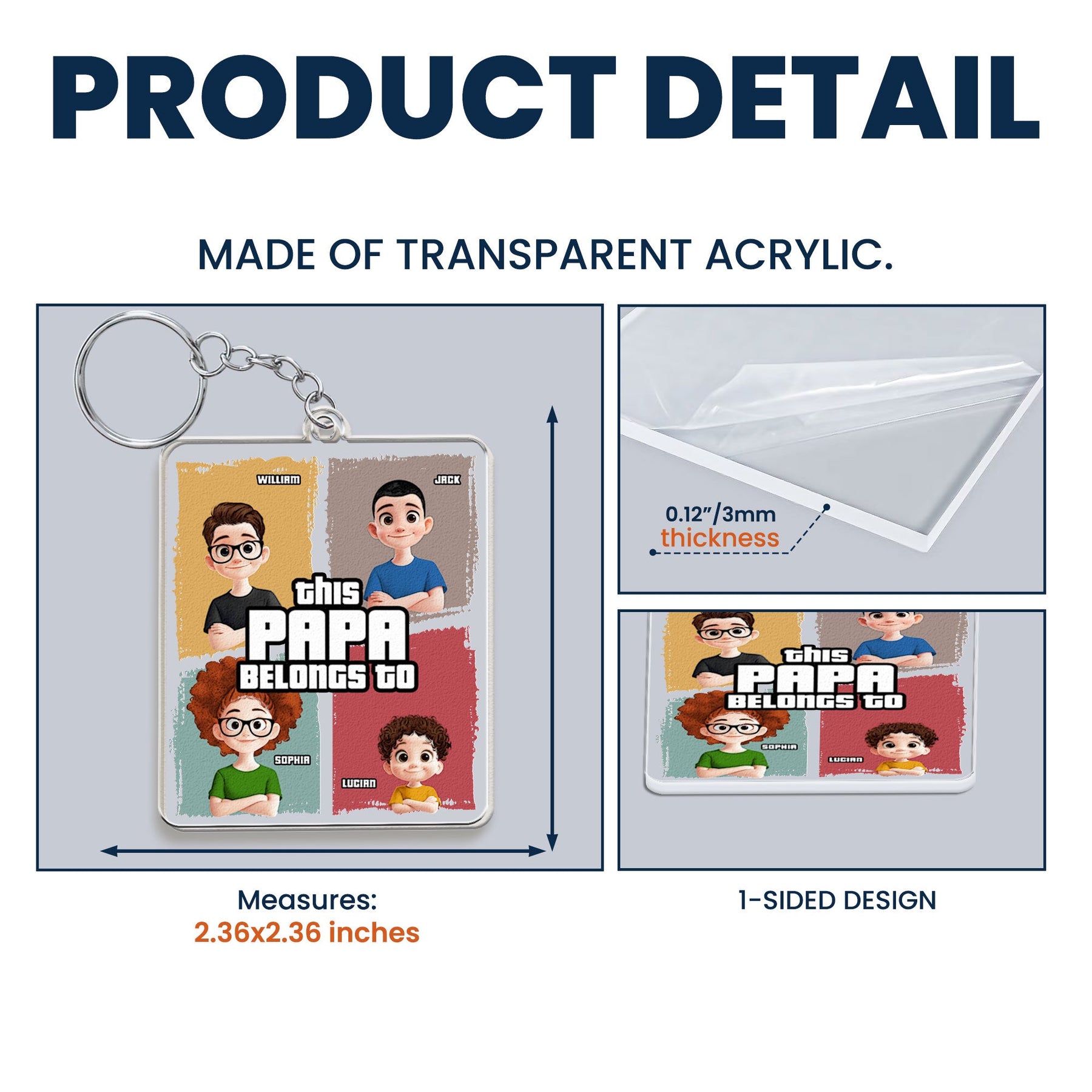 This Papa Belongs To - Personalized Acrylic Keychain