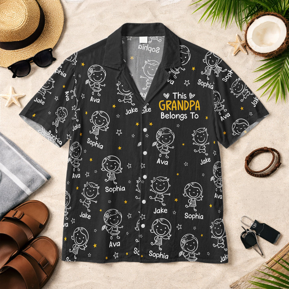 This Grandpa Belongs To Doodle Style - Personalized Hawaiian Shirt
