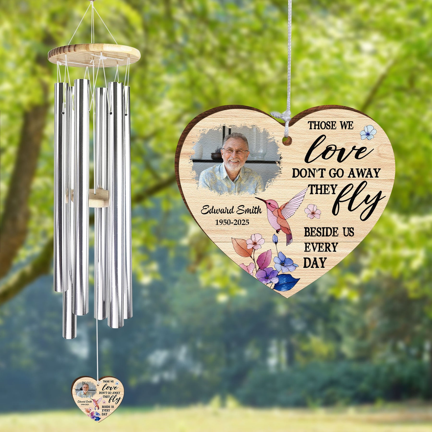 Those We Love Don't Go Away They Fly - Personalized Photo Wind Chimes
