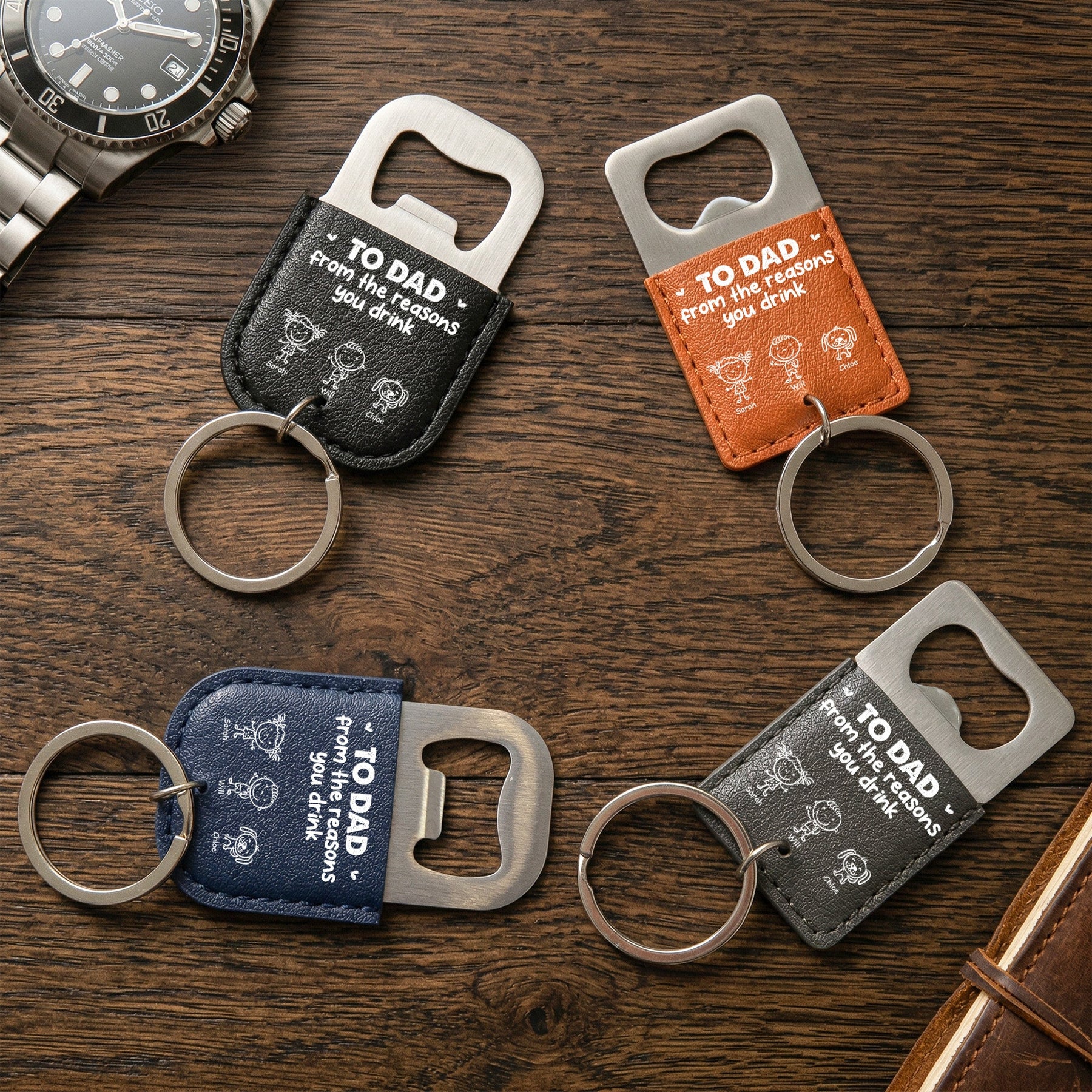 To Dad From The Reasons You Drink - For Dad, Papa - Personalized Keychain