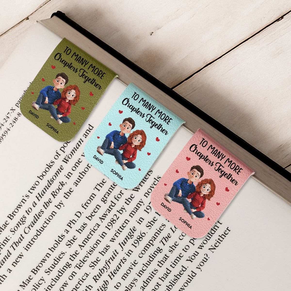 To Many More Chapters Together - Personalized Leather Magnetic Bookmark