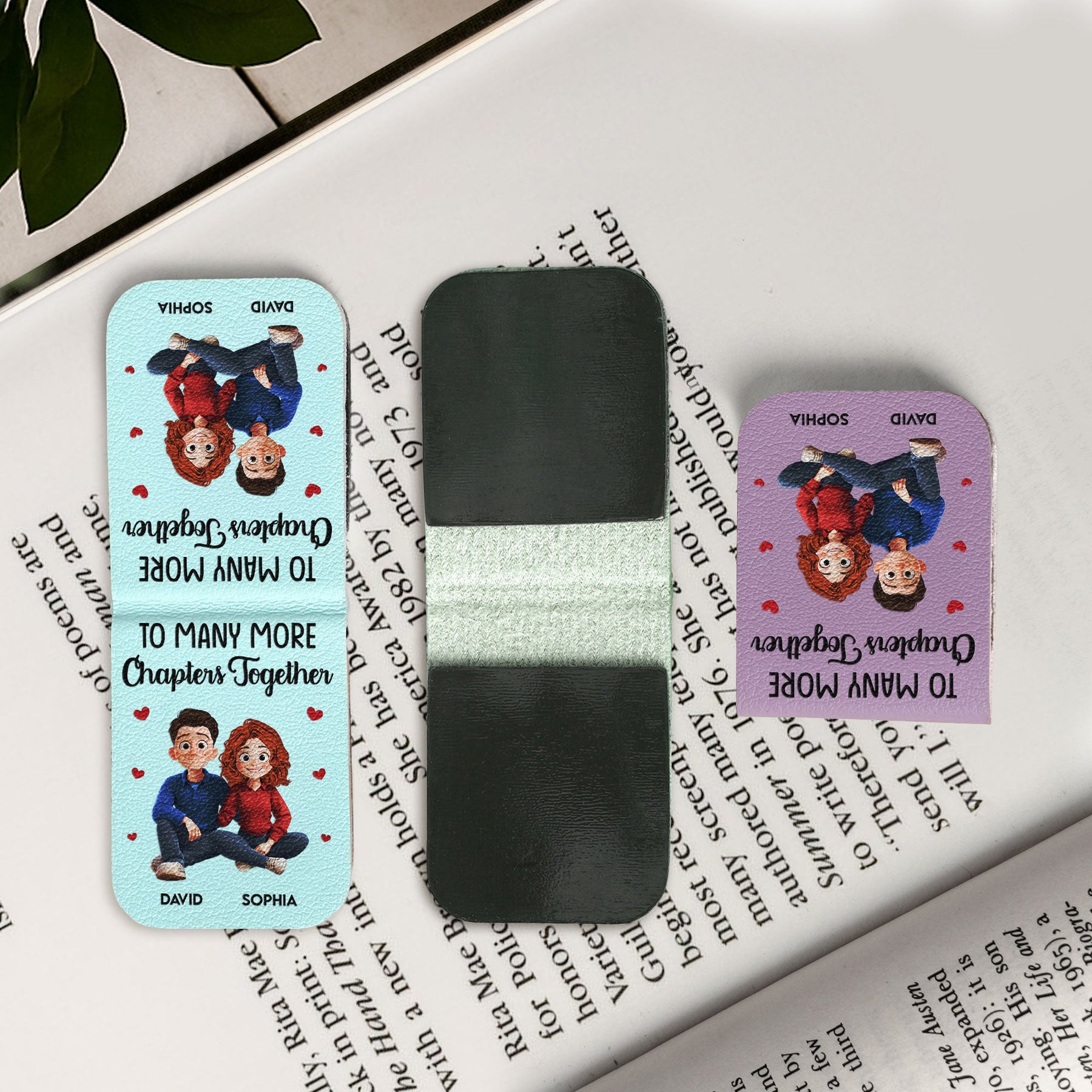 To Many More Chapters Together - Personalized Leather Magnetic Bookmark