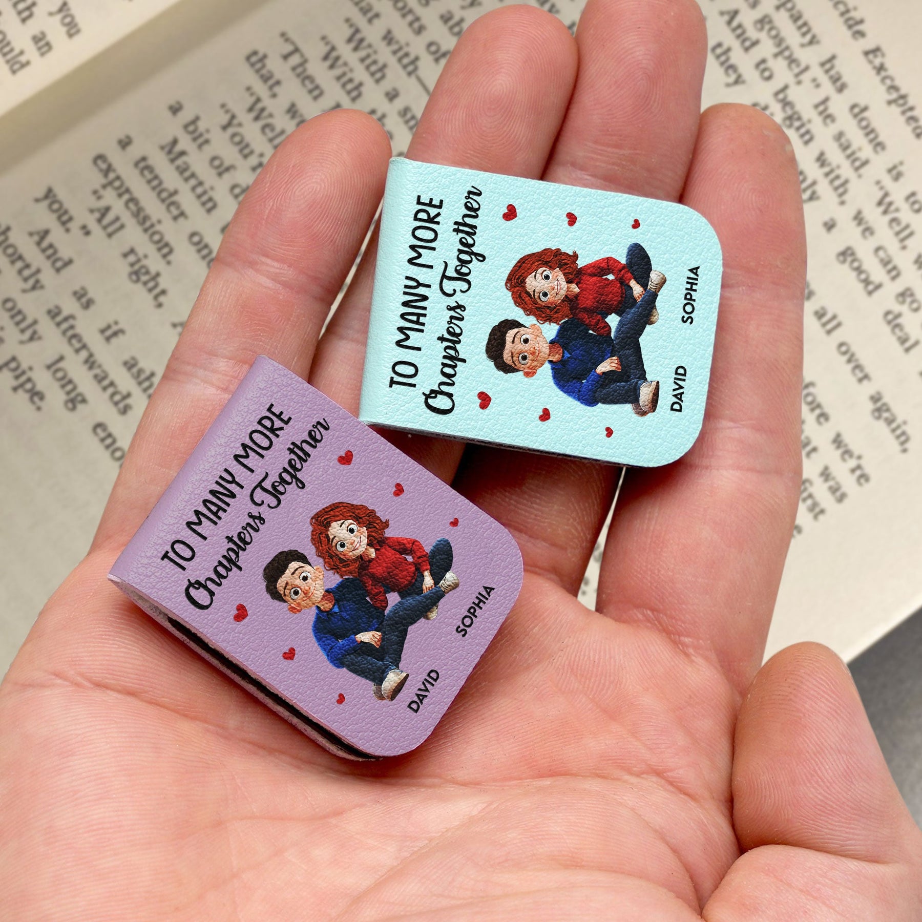 To Many More Chapters Together - Personalized Leather Magnetic Bookmark