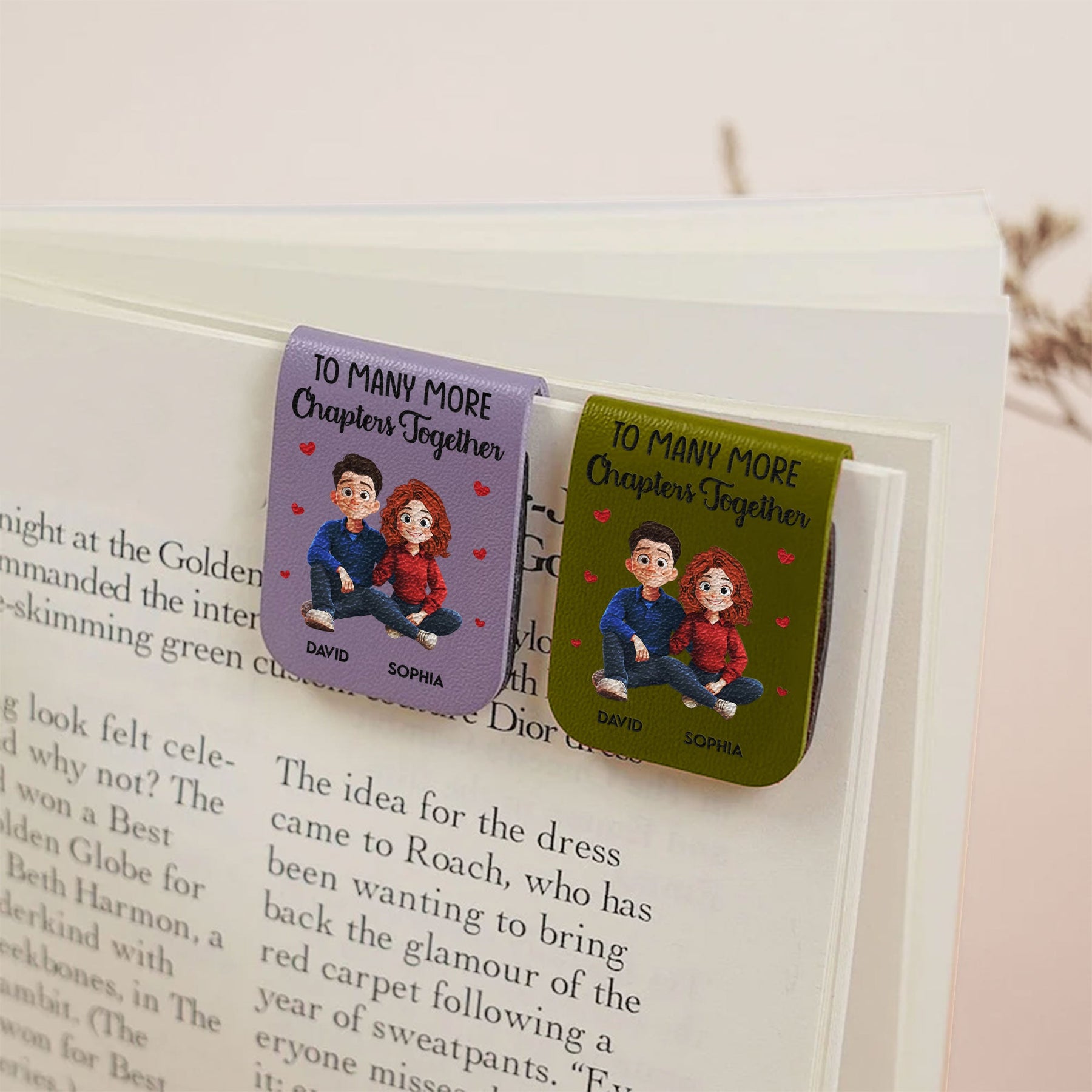 To Many More Chapters Together - Personalized Leather Magnetic Bookmark