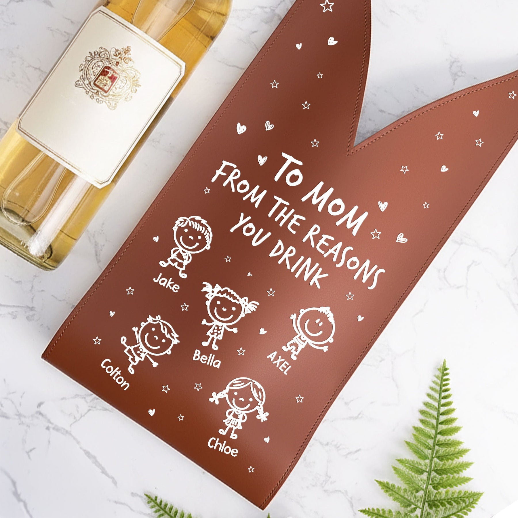 To Mom From The Reasons You Drink - Fun Gifts For Mom, Wife - Personalized Leather Wine Bag