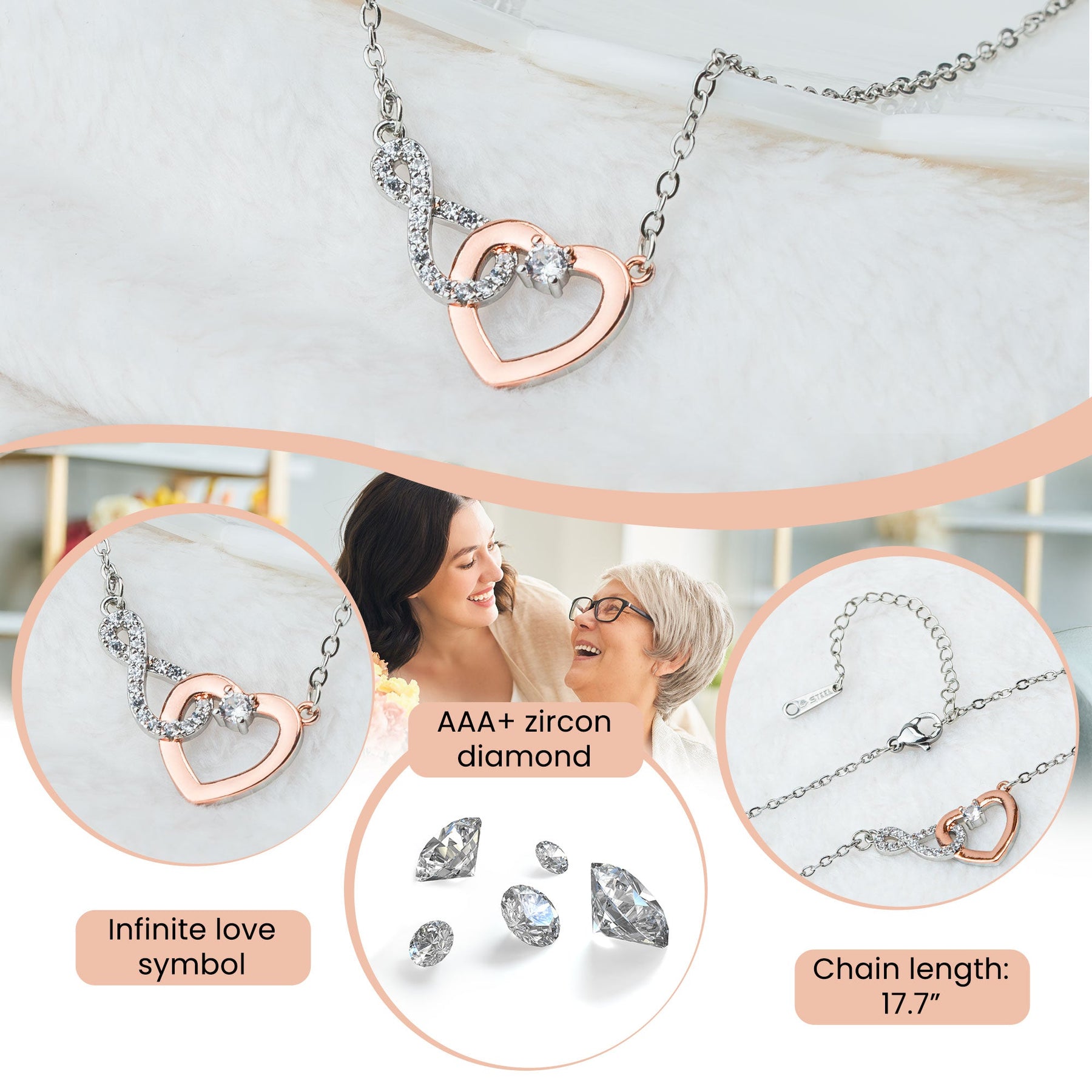 To My Daughter On Your First Day Of Freshman - Personalized Infinity Heart Necklace