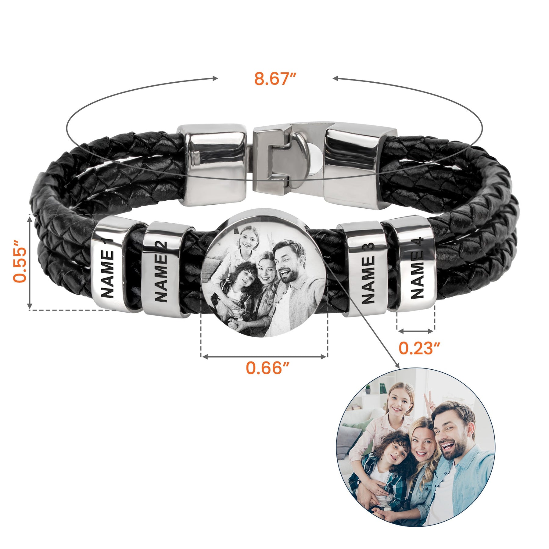 To My Man - Gift For Husband, Boy Friend - Personalized Photo Leather Bracelet