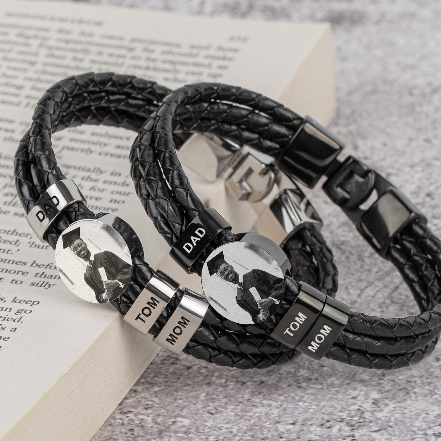 To My Son - Personalized Photo Leather Bracelet