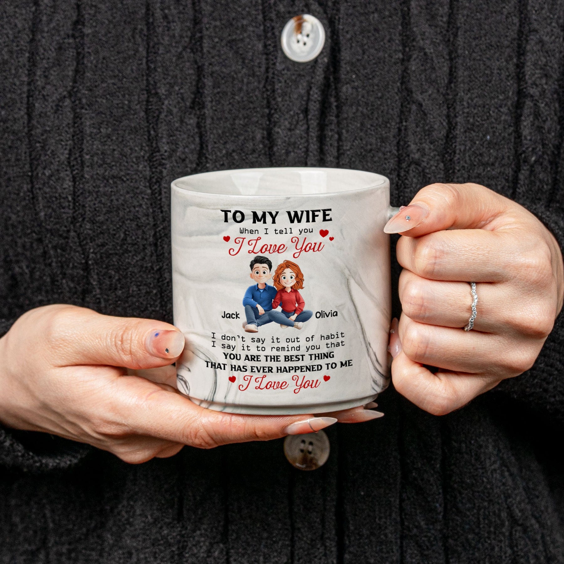 To My Wife I Love You Reminder Gifts - Personalized Marble Mug