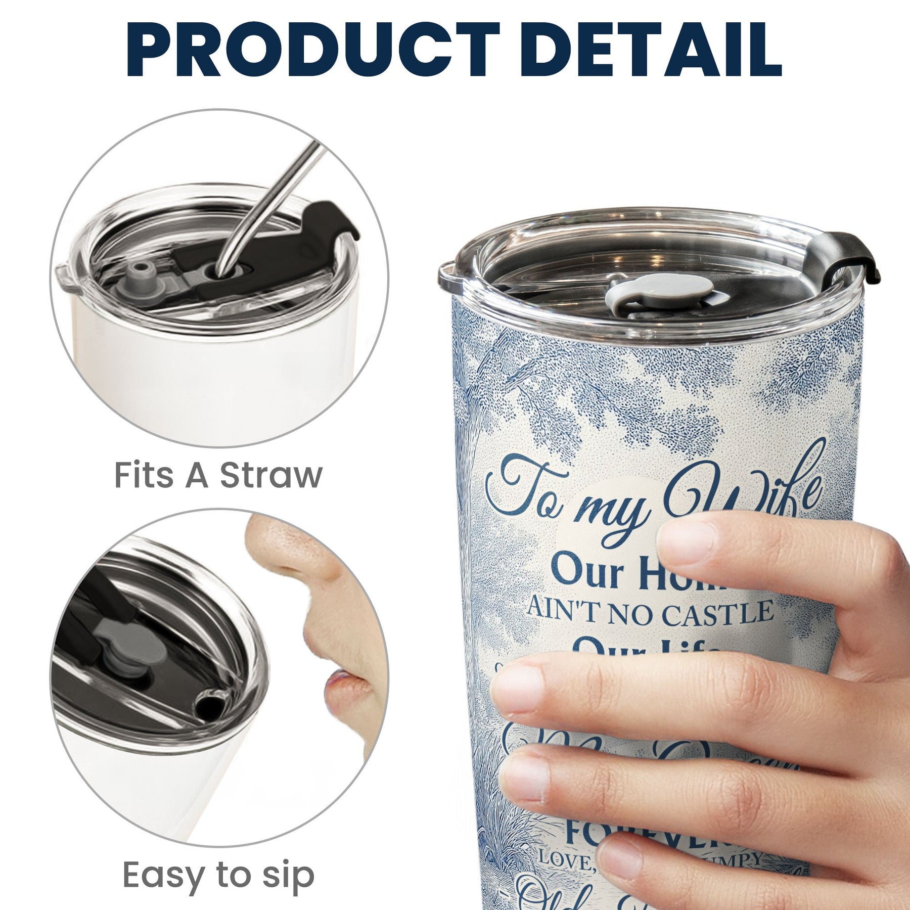 To My Wife My Queen Forever From Your Grumpy Old Husband - Personalized Tumbler Cup