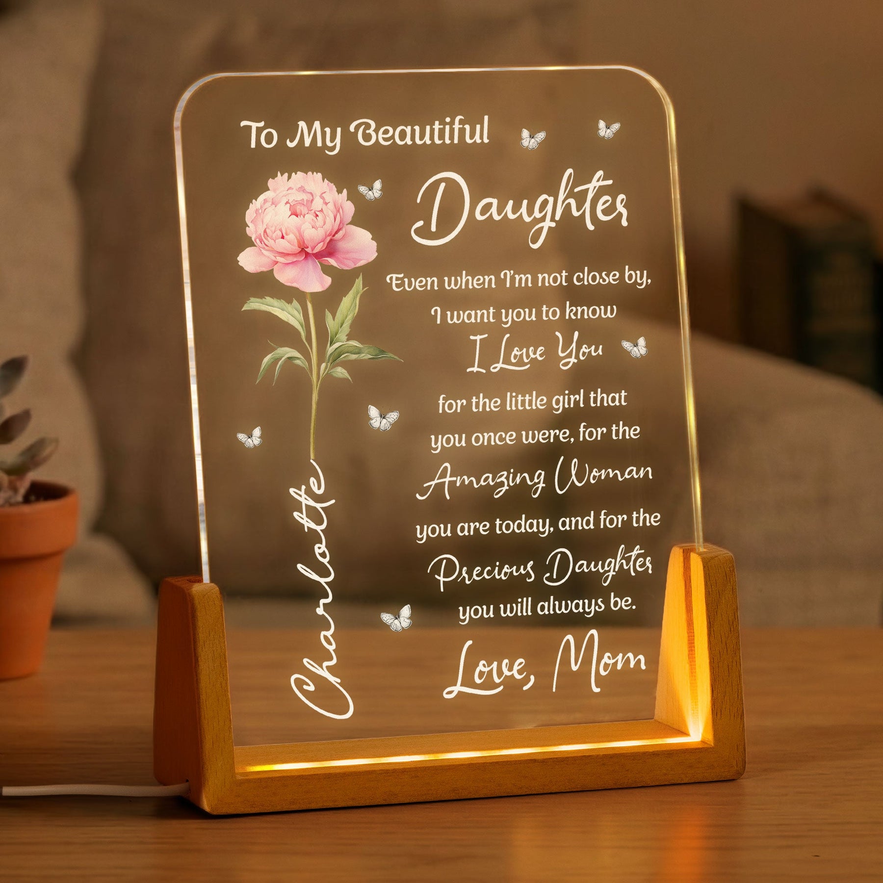 To My Daughter From Mom, Dad - Sentimental Gift, Keepsake Gift - Personalized Night Light