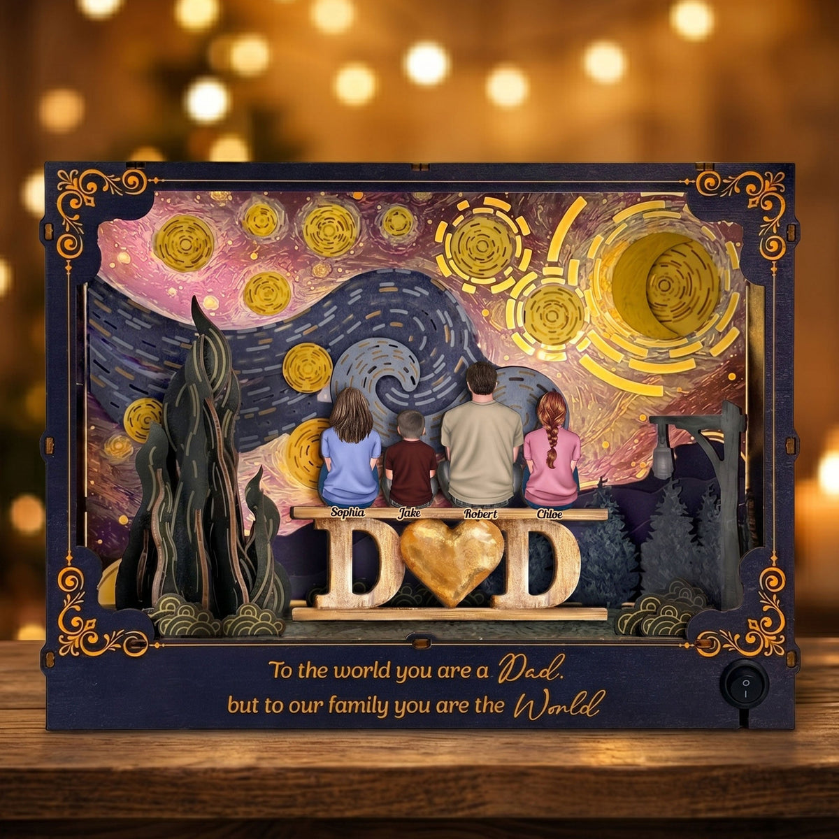 To Our Family You Are The World Father's Day Gift For Dad, Husband - Personalized DIY Book Nook Kit