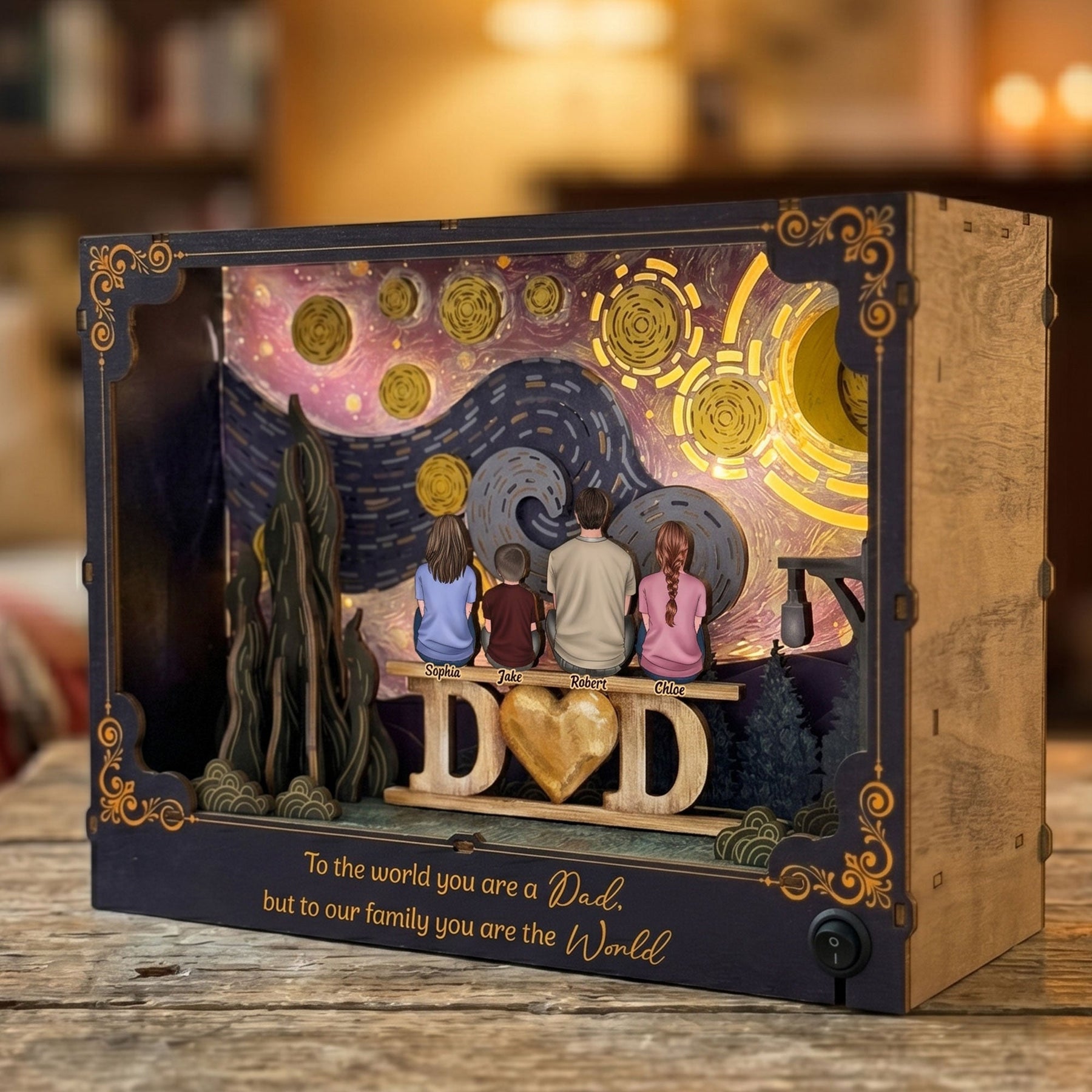 To Our Family You Are The World Father's Day Gift For Dad, Husband - Personalized DIY Book Nook Kit