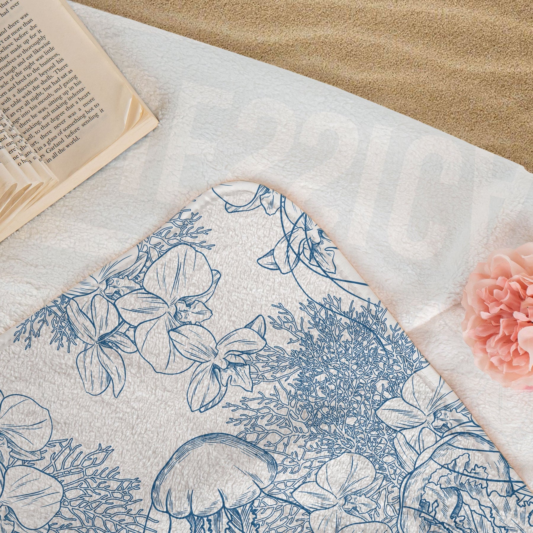 Toile De Jouy Ocean Art - Personalized Quick-Dry Beach Towel