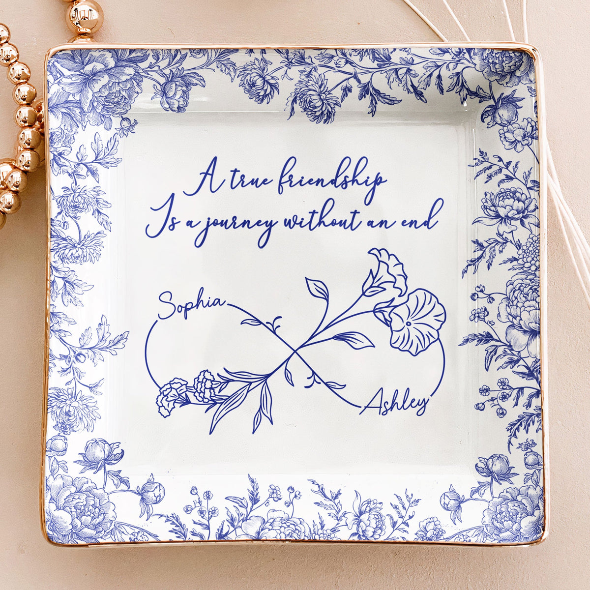 True Friendship Without An End - Personalized Jewelry Dish