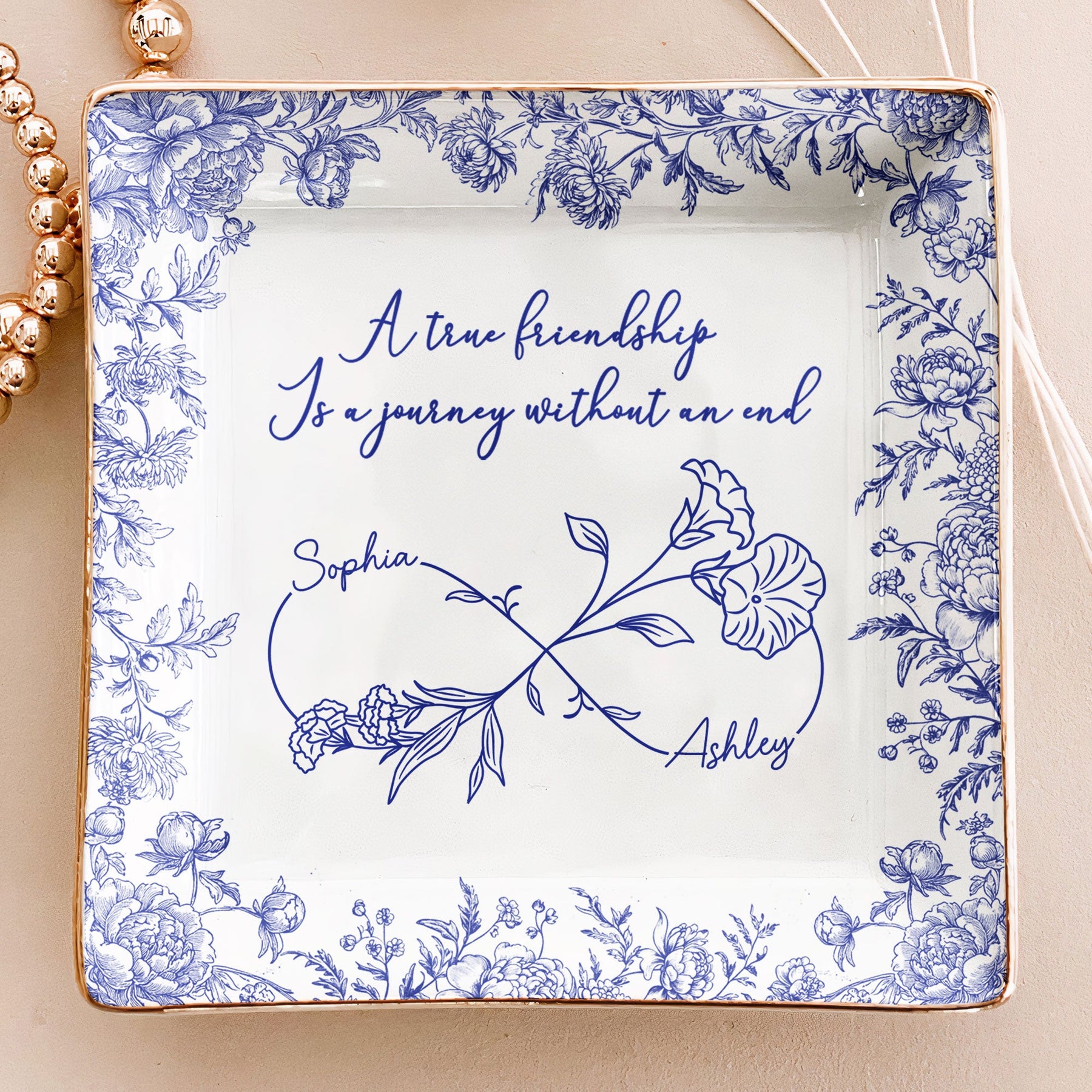 True Friendship Without An End - Personalized Jewelry Dish