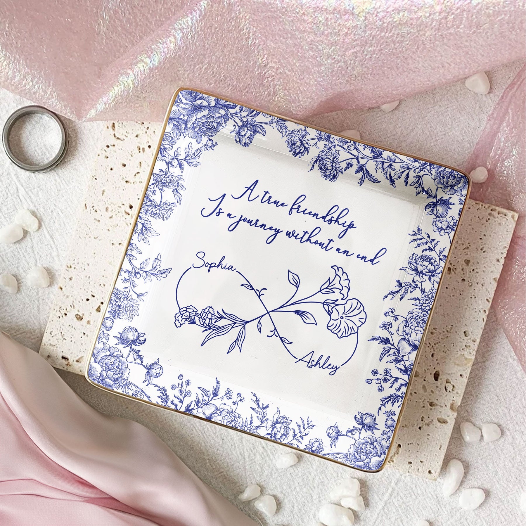 True Friendship Without An End - Personalized Jewelry Dish