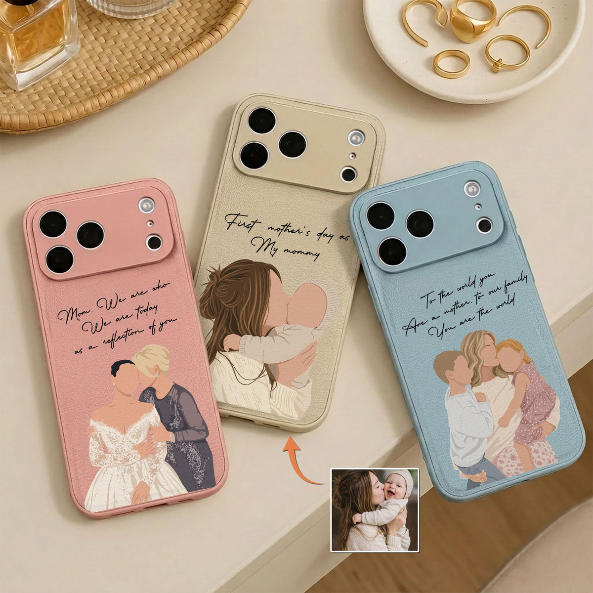 Turn Photo Into Faceless Art - For Mom, Daughter, 1st Mother's Day Gift - Personalized Phone Case