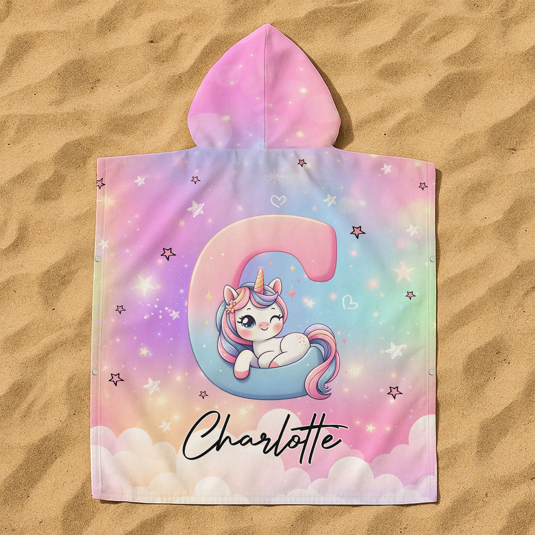 Unicorn Alphabet - Personalized Kids Hooded Towel