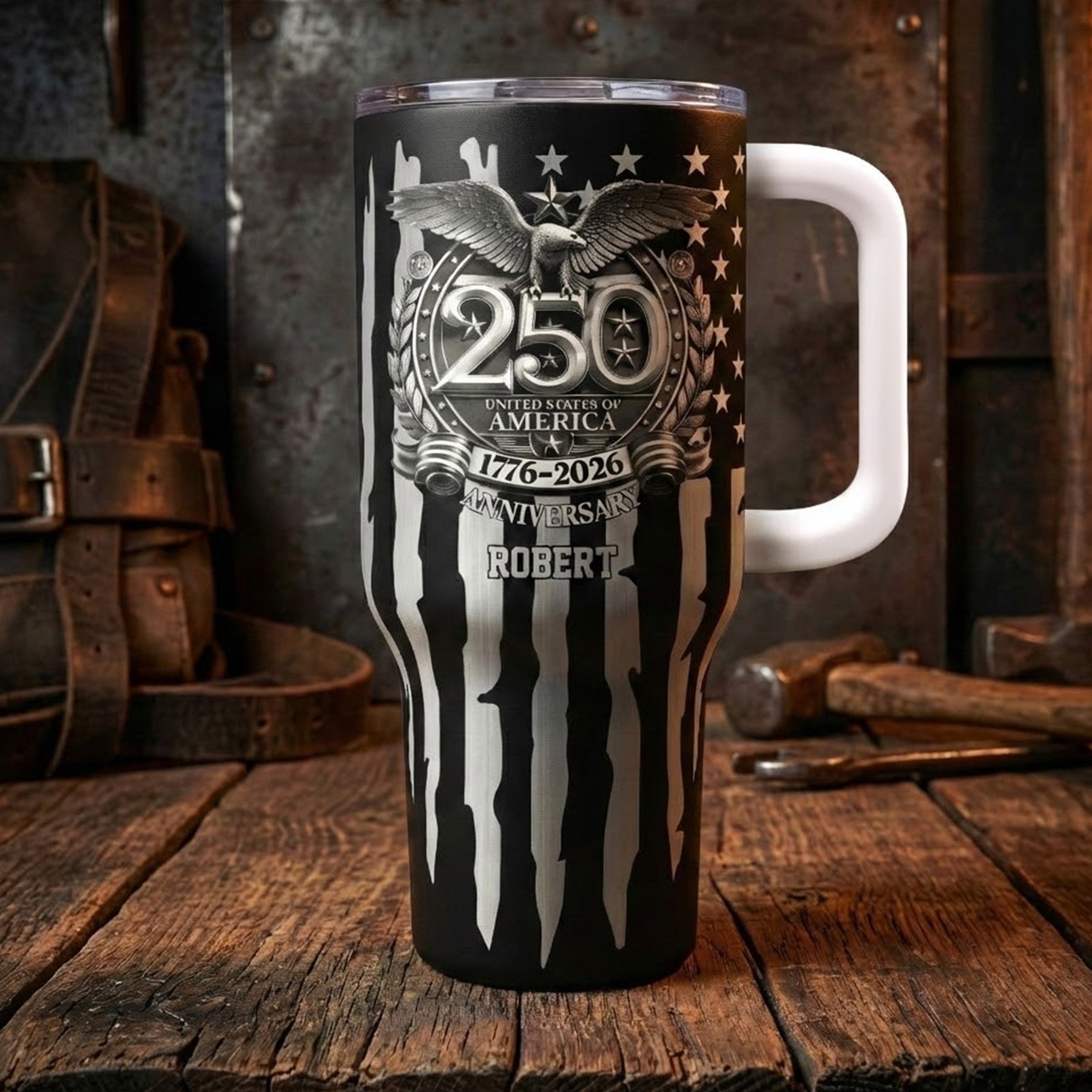 USA 250th Anniversary Gift For Him - Personalized 40oz Tumbler With Straw
