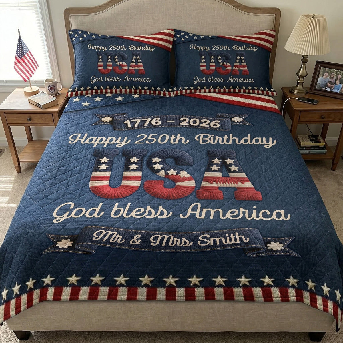 USA 250Th Birthday Faux Yarn Pattern - Custom Blanket