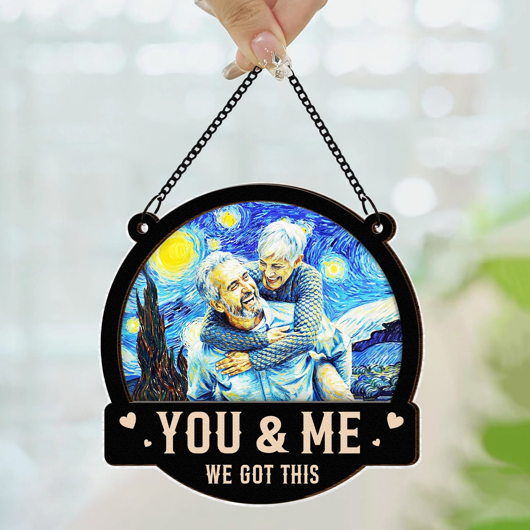 Van Gogh Style You & Me We Got This - Personalized Photo Window Hanging Suncatcher Ornament