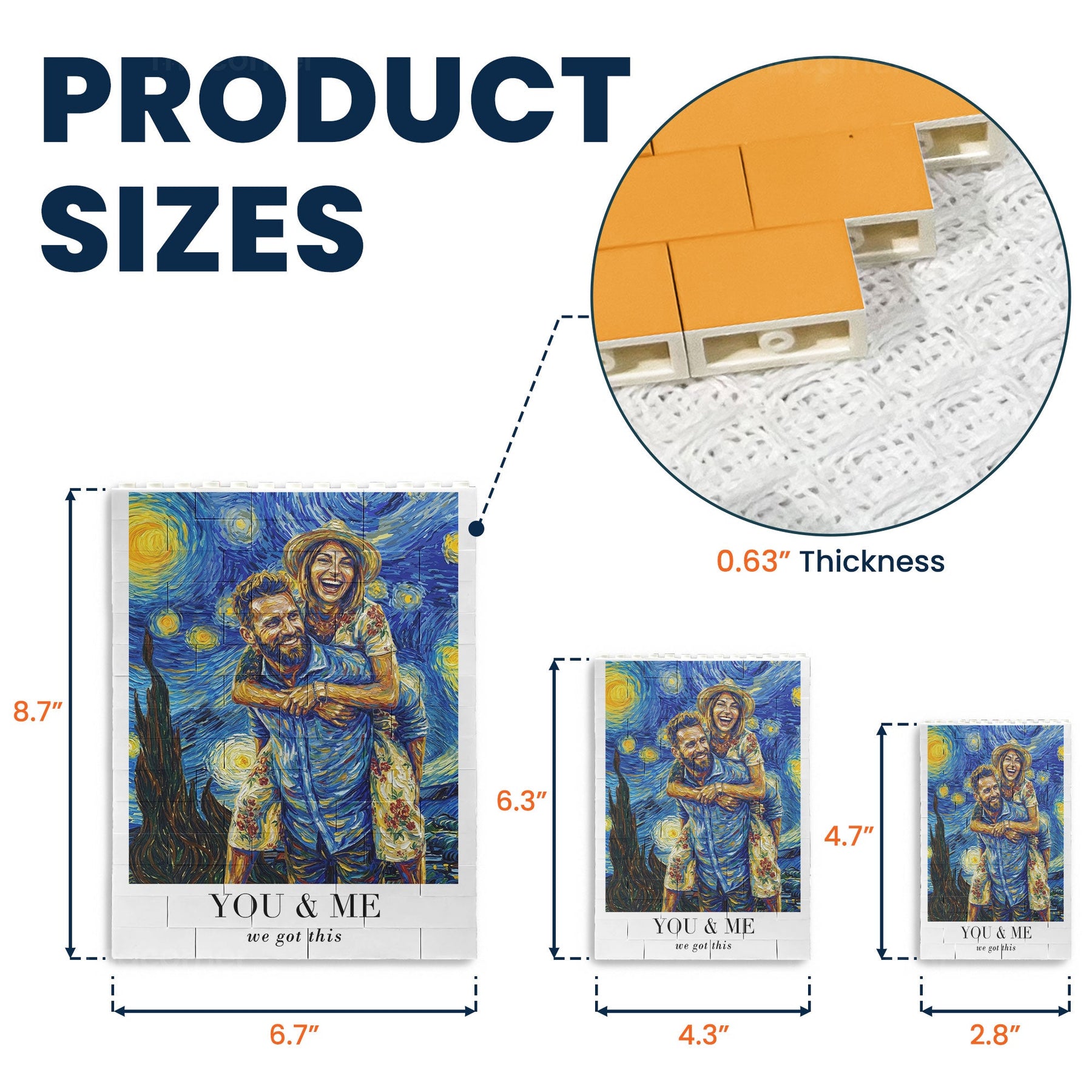 Van Gogh Art Custom Couple Photo Anniversary Gifts - Personalized Building Blocks