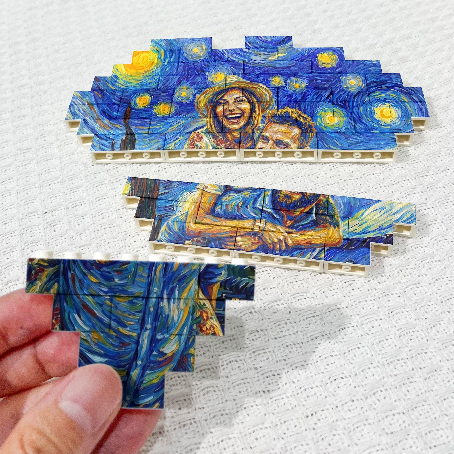 Van Gogh Art Custom Couple Photo Anniversary Gifts Version 2- Personalized Building Blocks