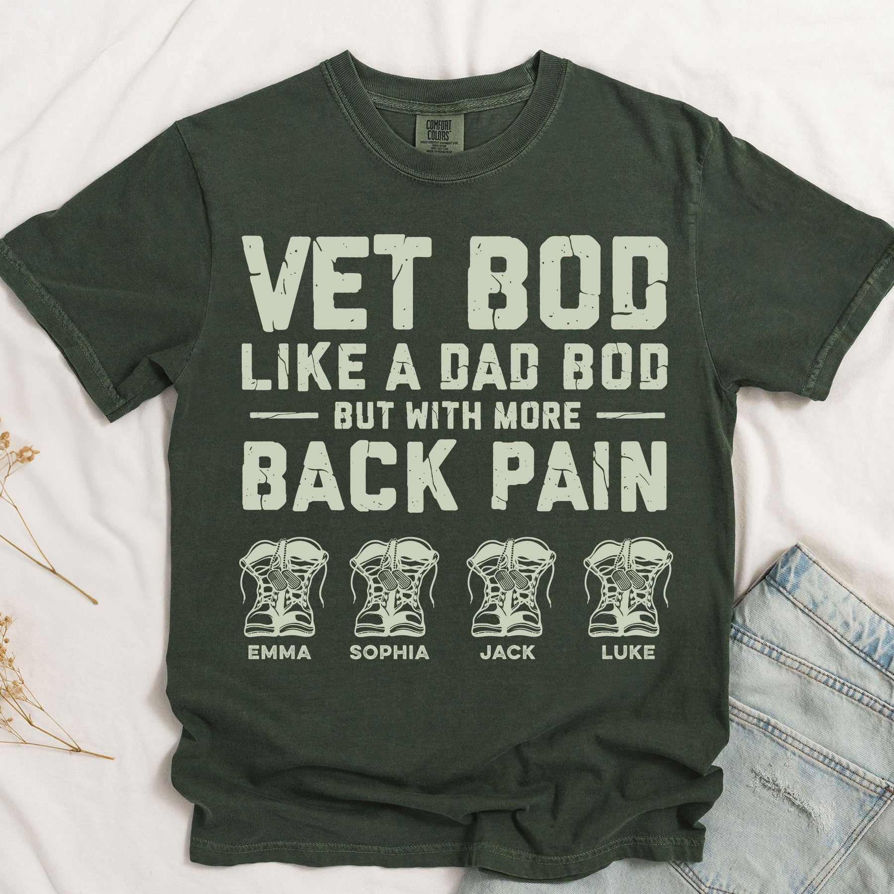 Veteran Dad Vet Bod Like A Dad Bod But With More Back Pain - Personalized Comfort Tee
