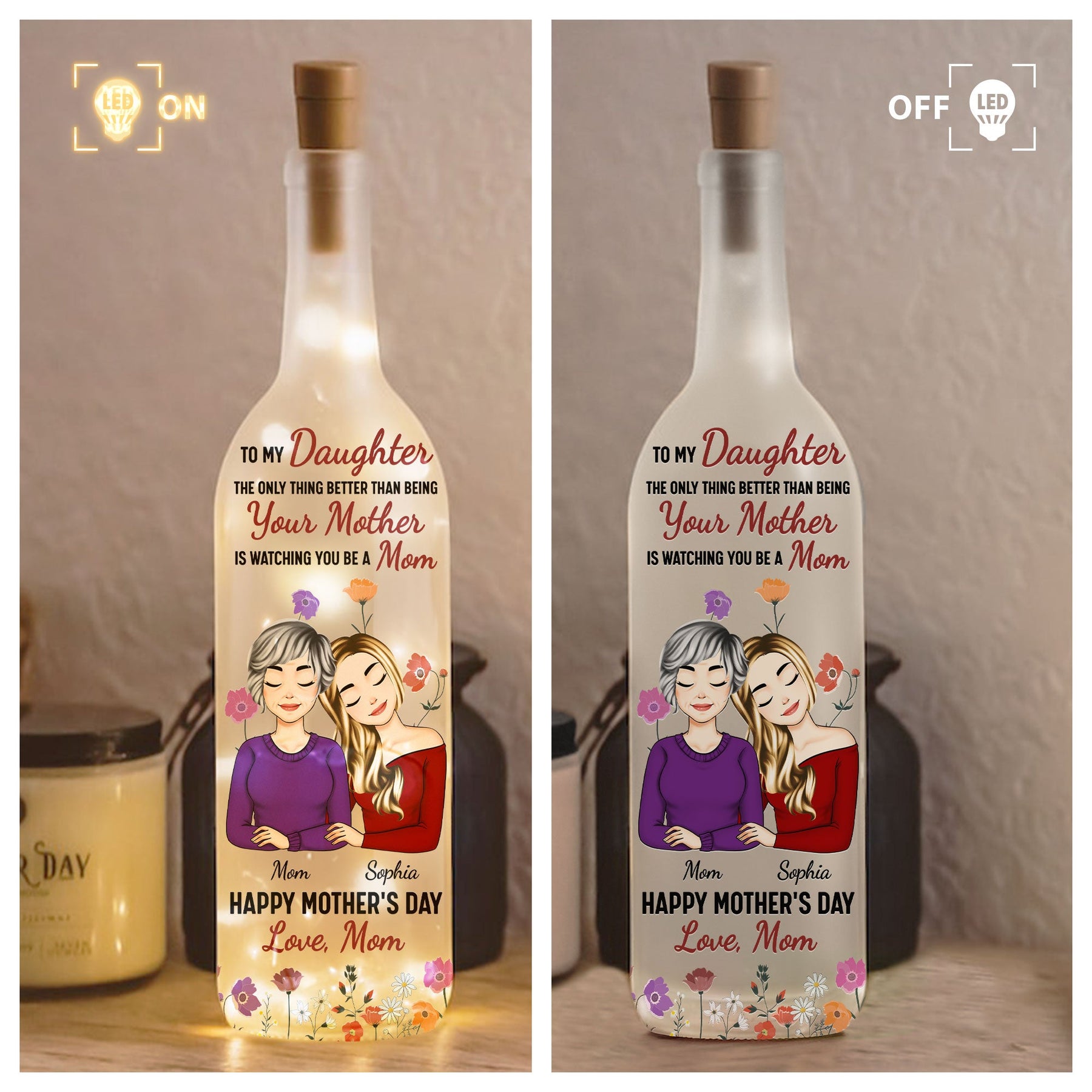 Watching You Be A Mom New Version - Personalized Bottle Lamp