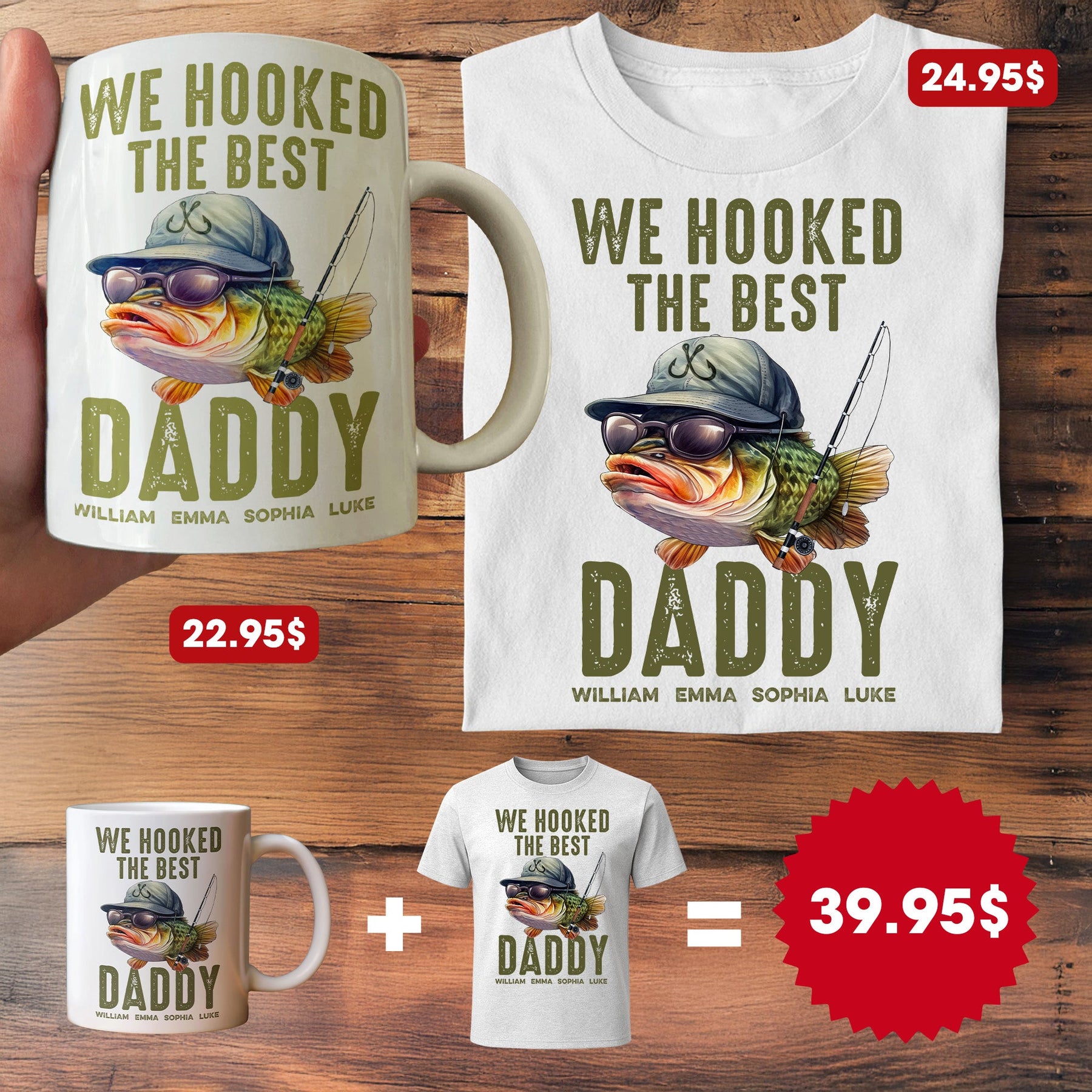 We Hooked The Best Dad, Grandpa - Custom Father's Day Gift Set