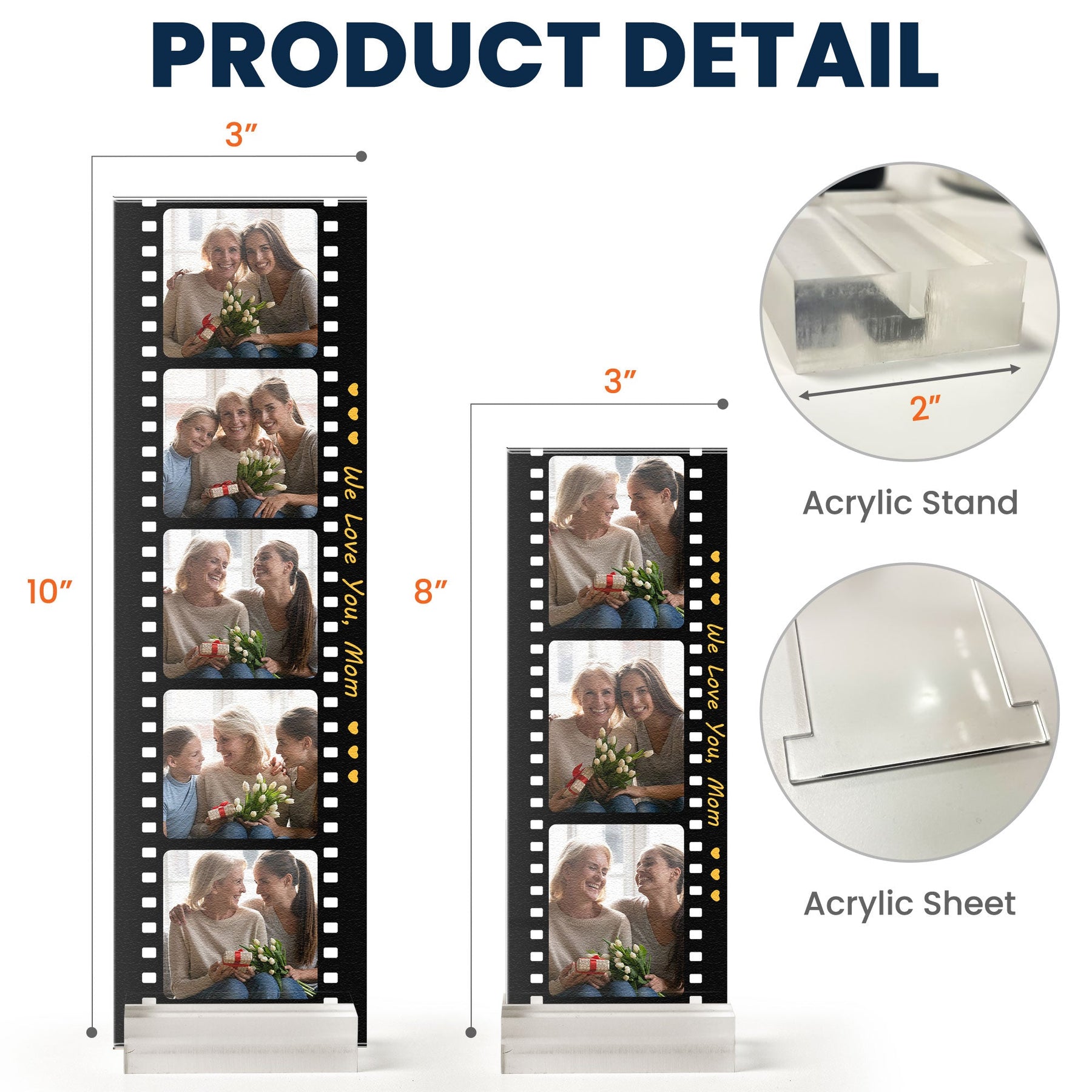 We Love You Mom - Custom Acrylic Photo Film Strip