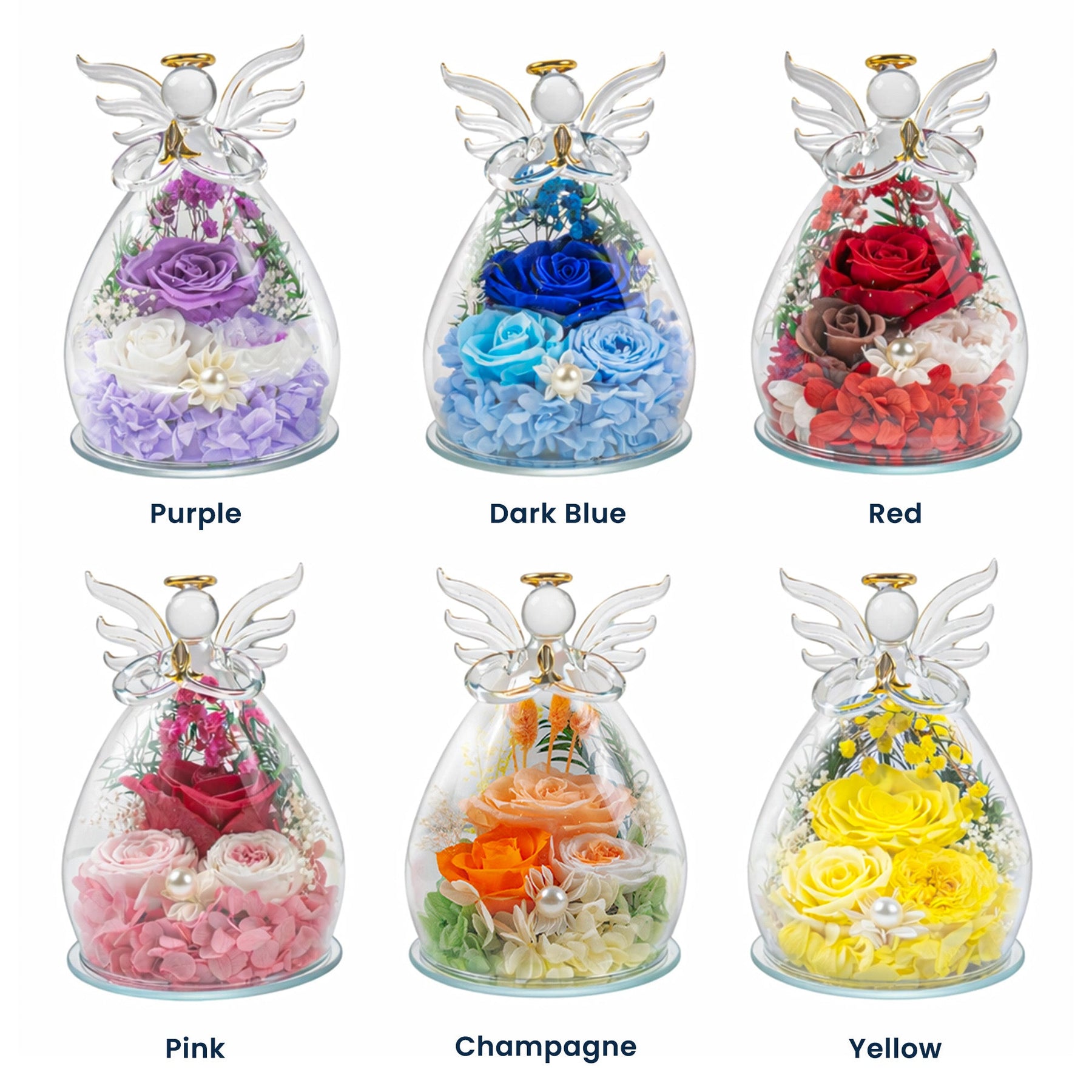 We Love You Mother's Day Gift For Wife, Mom, Grandma - Personalized Flower In Glass Angel Figurines