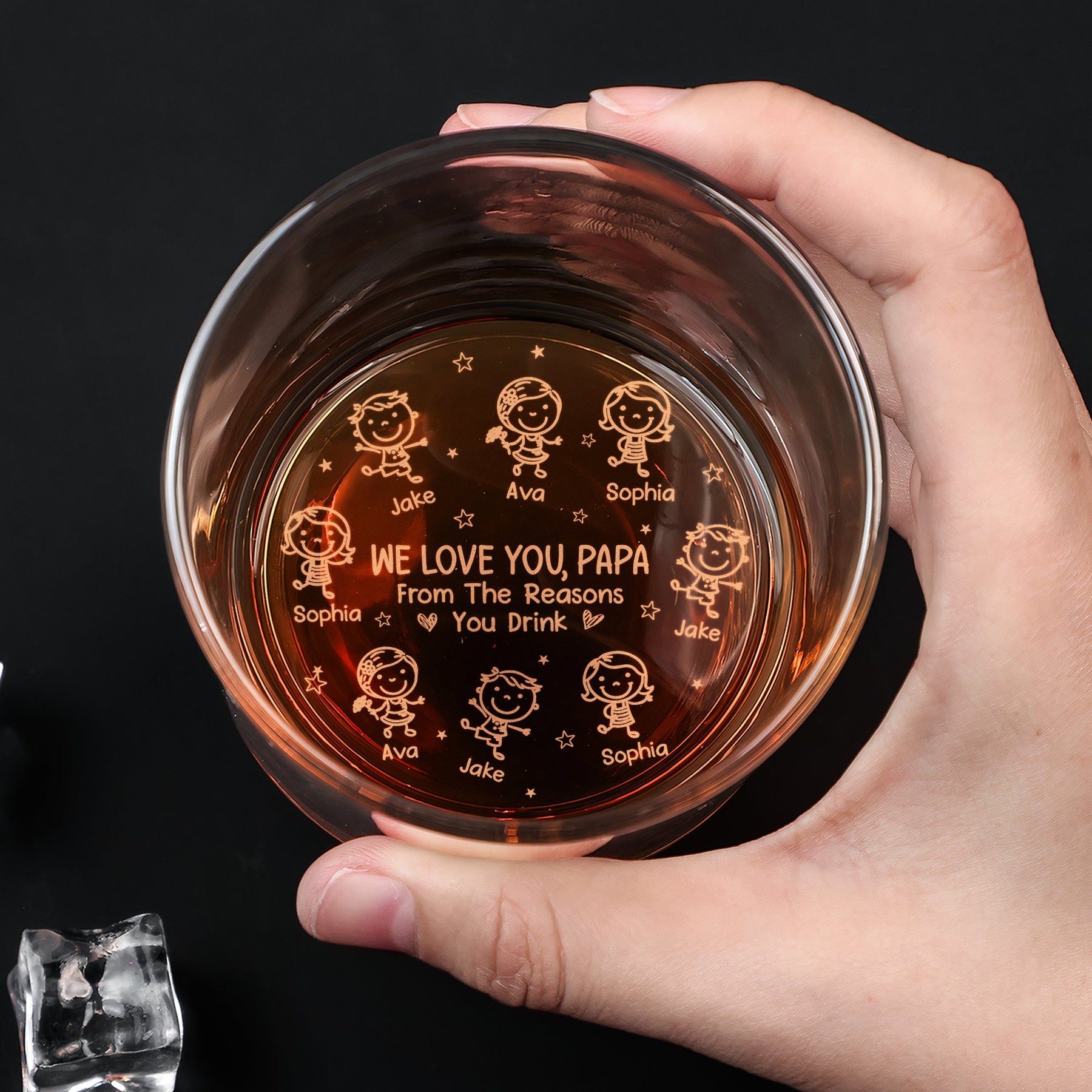 We Love You, Papa From The Reasons You Drink - Custom Title For Dad, Grandpa - Personalized Engraved Whiskey Glass