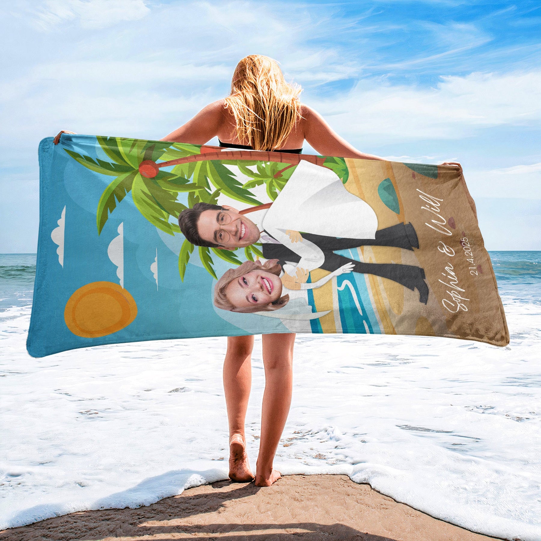 Wedding Couple, Honey Moon - Personalized Photo Quick-Dry Beach Towel