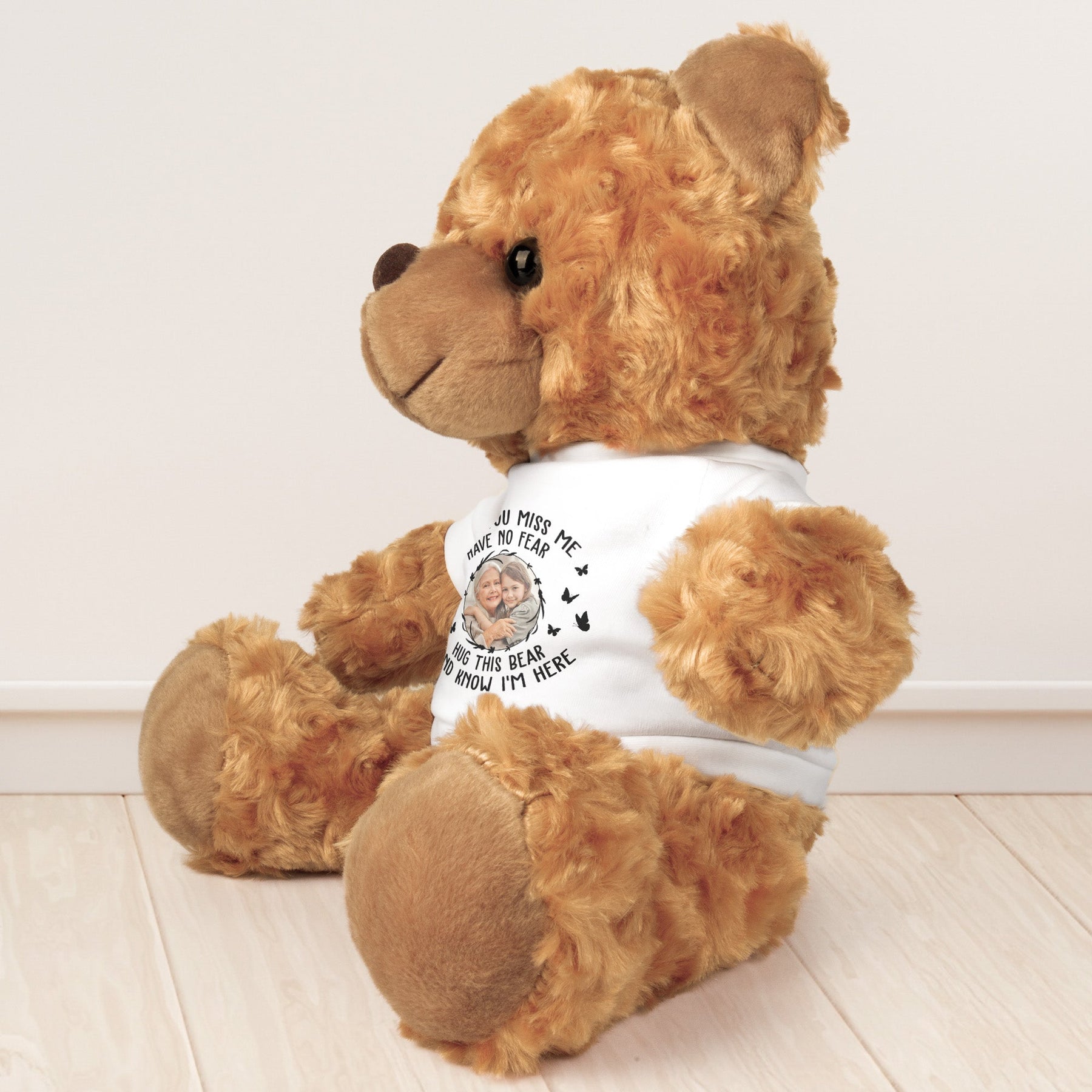 When You Miss Me Hug This Bear - Teddy Bear With Personalized Photo Shirt