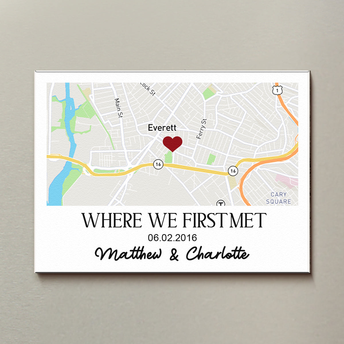 Where We First Met Anniversary Gifts Custom Location Map & Name - Personalized Magnet