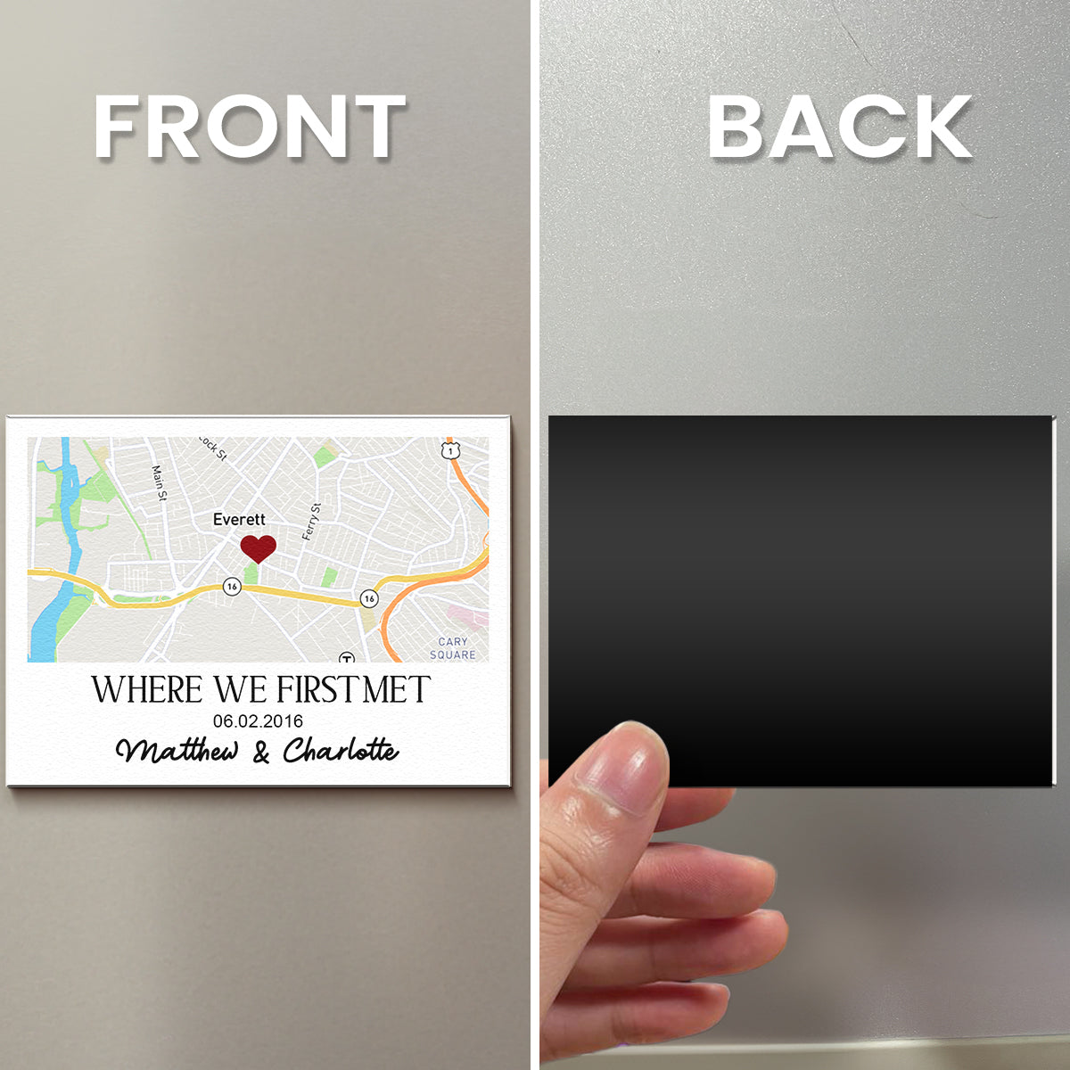 Where We First Met Anniversary Gifts Custom Location Map & Name - Personalized Magnet
