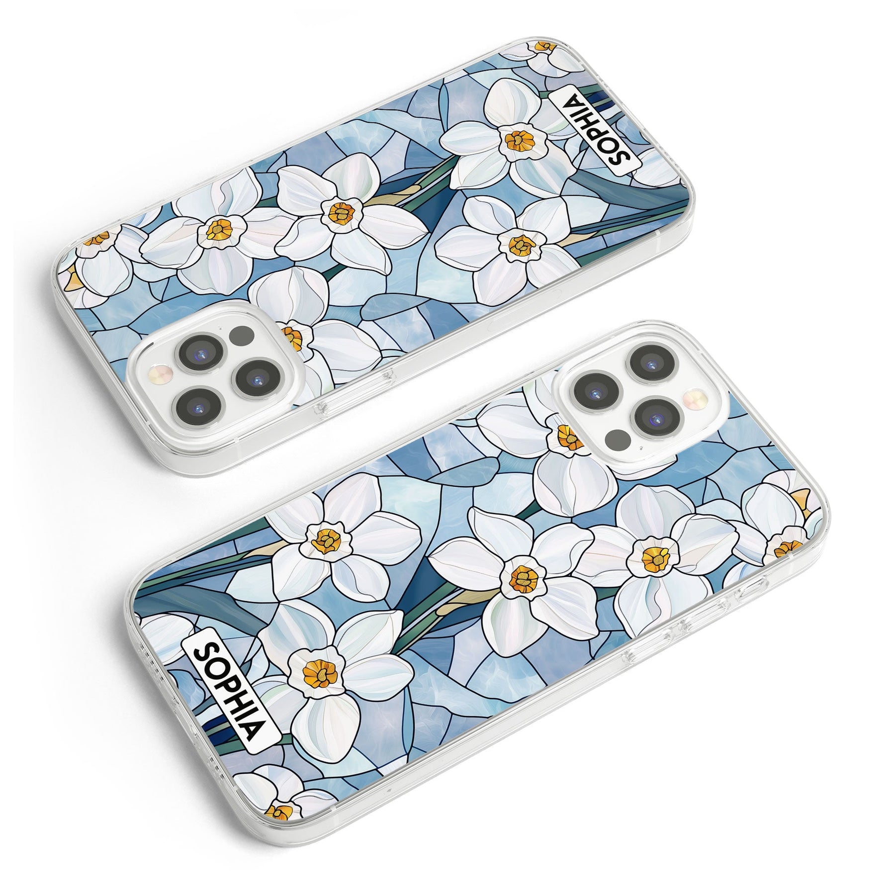 Wildflower Stained Glass Effect - Personalized Clear Phone Case