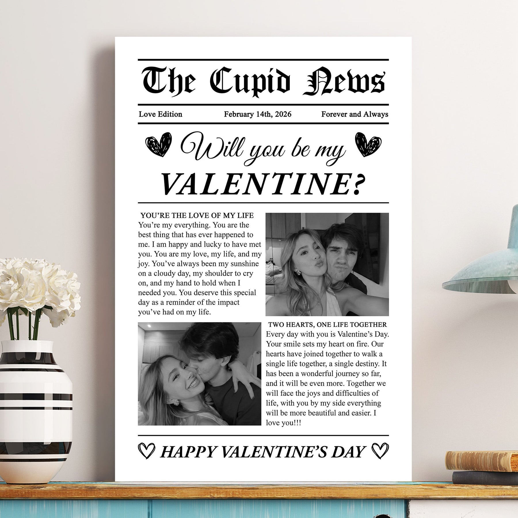 Will You Be My Valentine? First Valentine's Day Gift For Couples, Him, Her - Personalized Photo Poster