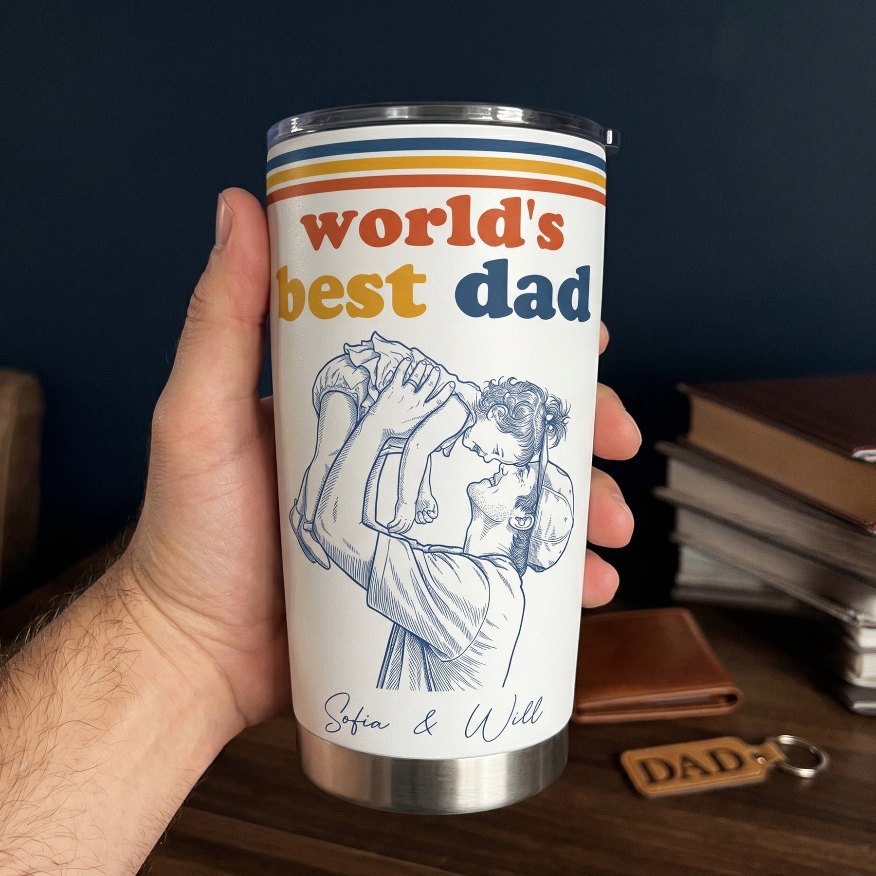 World's Best Dad Sketch Line Art Father's Day Gift For Dad, Husband - Personalized Tumbler Cup
