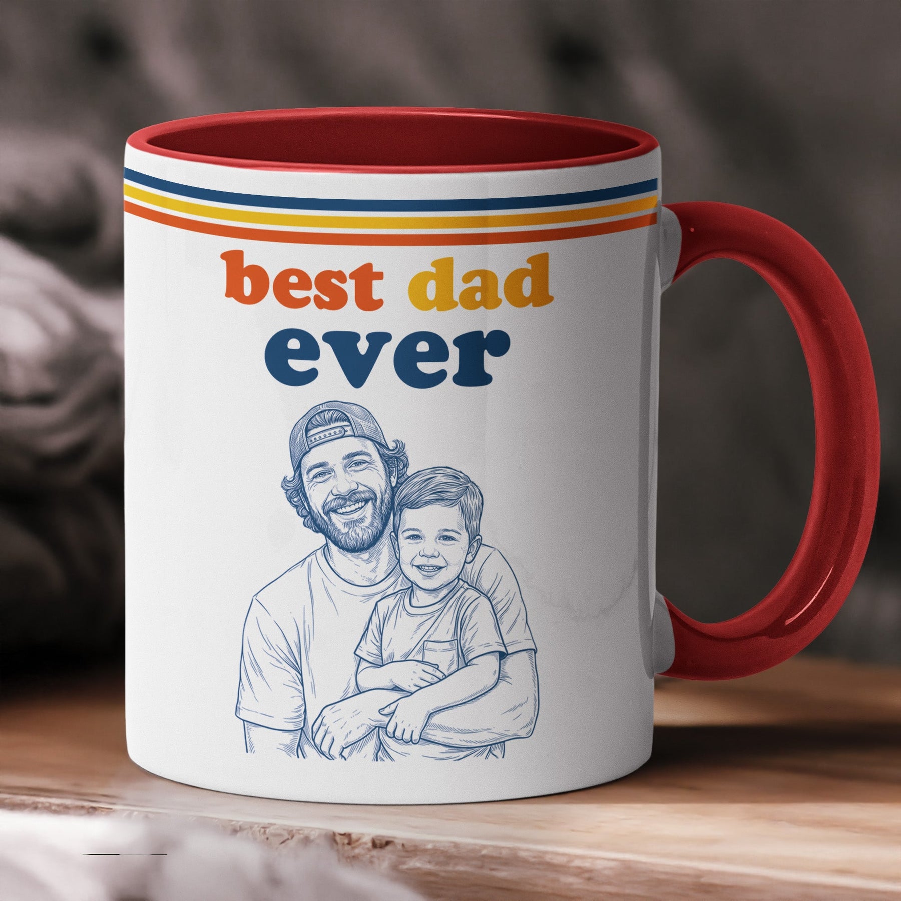 World's Best Dad Sketch Line Art Retro Mug Father's Day Gift For Dad, Husband - Personalized Mug