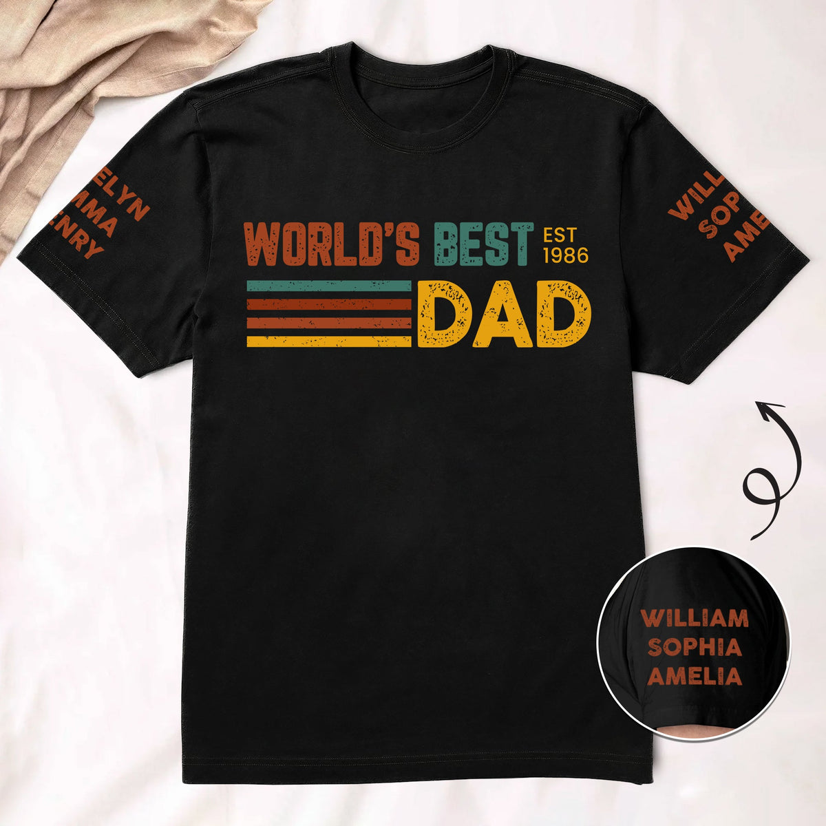 World's Best Dad Up To 10 Names Father's Day Gift For Dad, Husband - Personalized Shirt